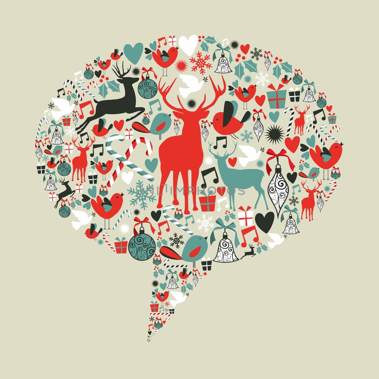 Christmas icons set in social media networks speech bubble. Vector illustration layered for easy manipulation and custom coloring.