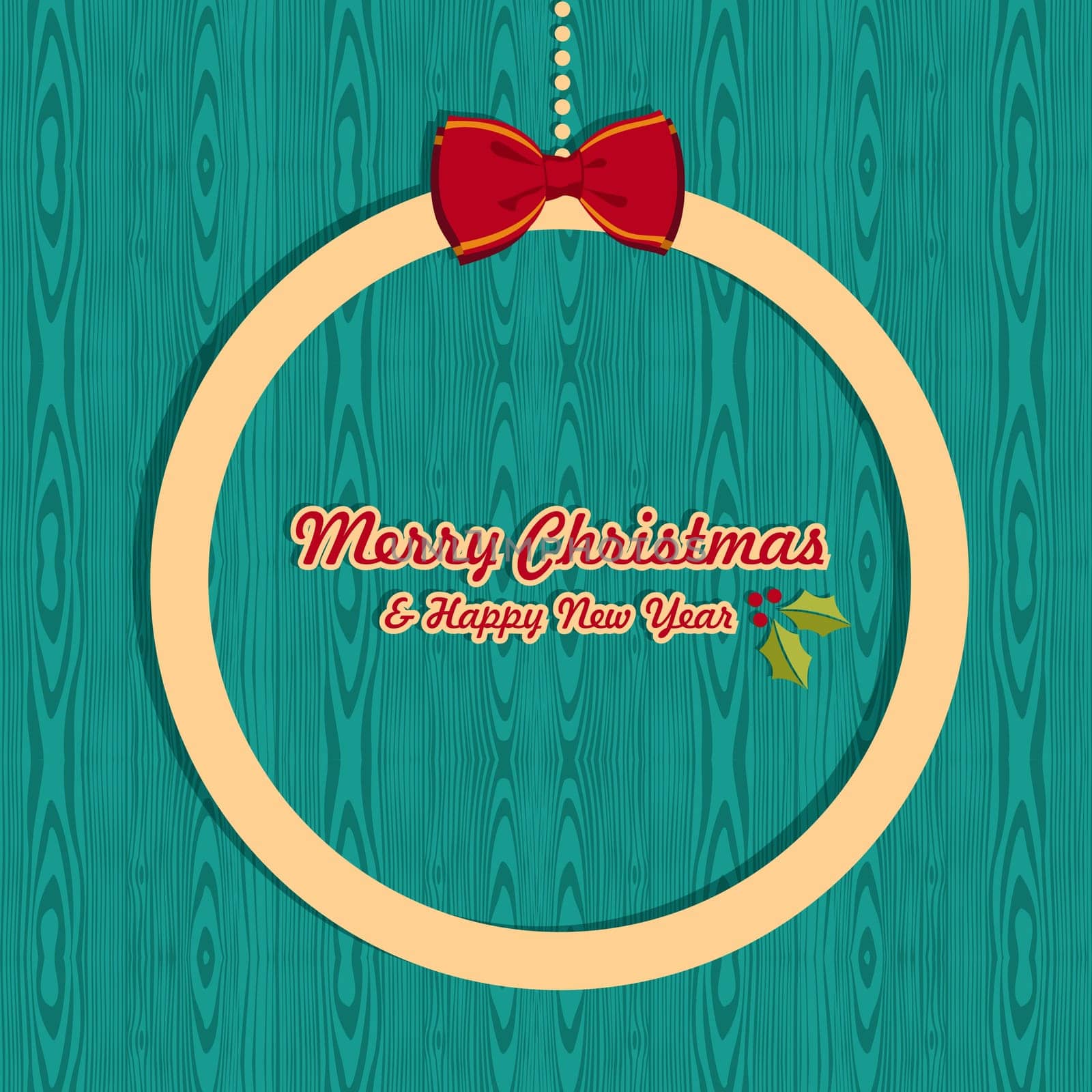 Retro Christmas sale banner card over wooden background. Vector illustration layered for easy manipulation and custom coloring.