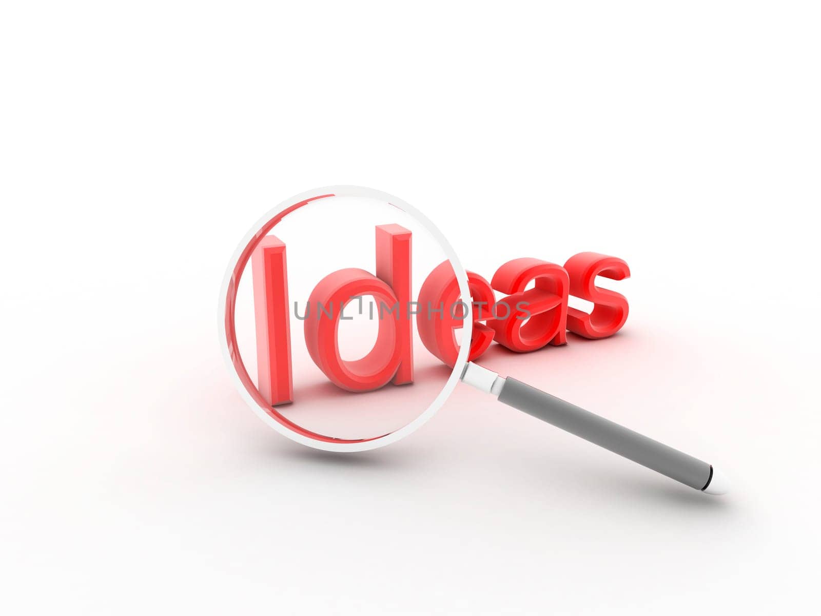 word Idea, the is a 3d render illustration