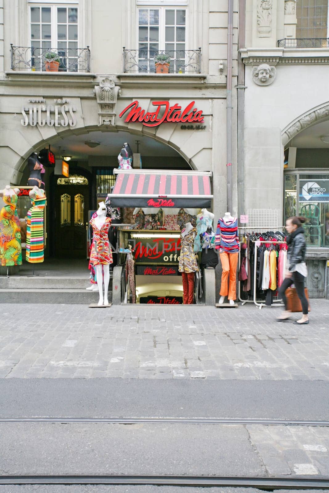 BERN, SWITZERLAND-APRIL 30: Basement stores concept lining the streets in Bern, Switzerland. Modern idea when there is no space for a new shopping center.