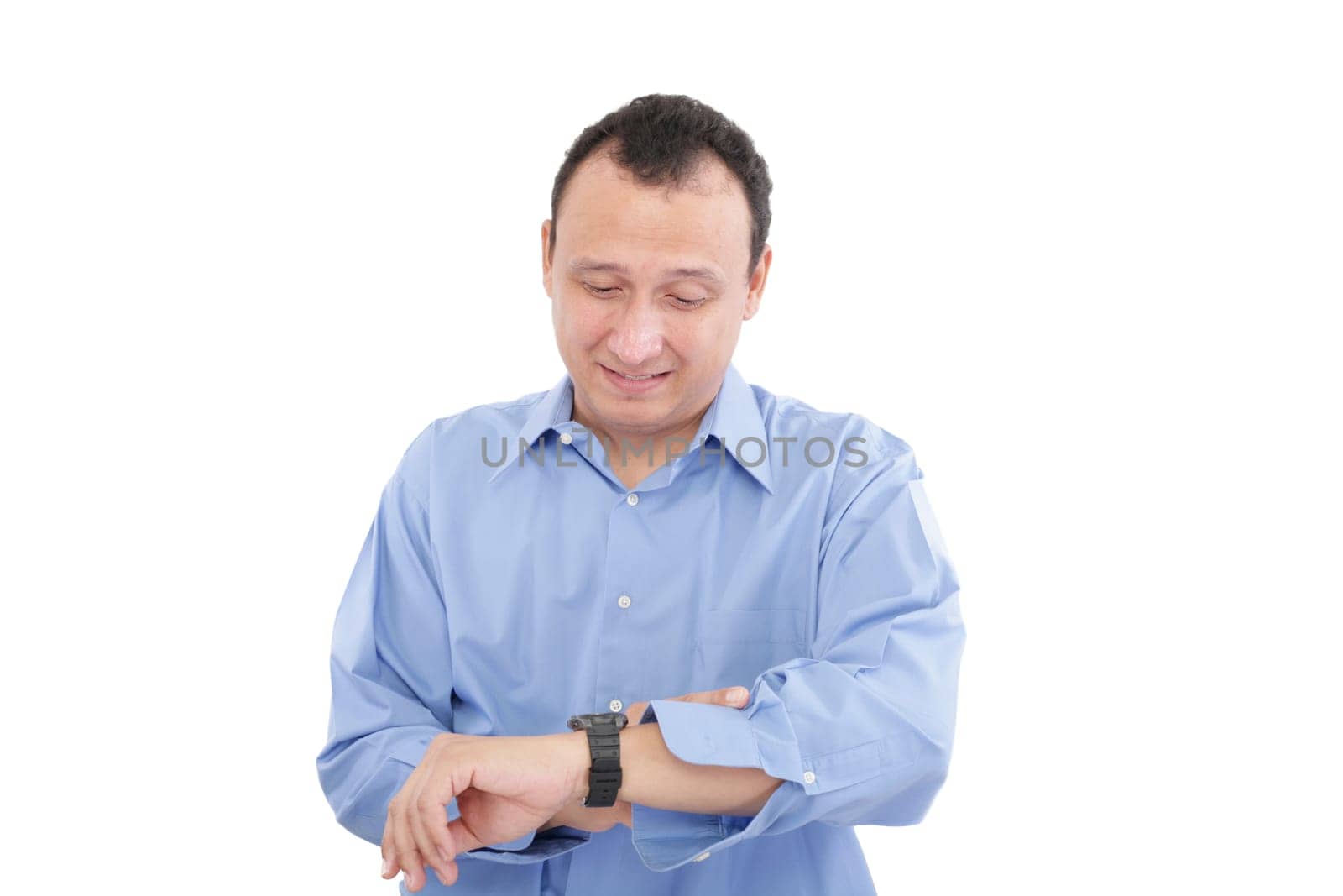 Businessman with swatch, isolated on white