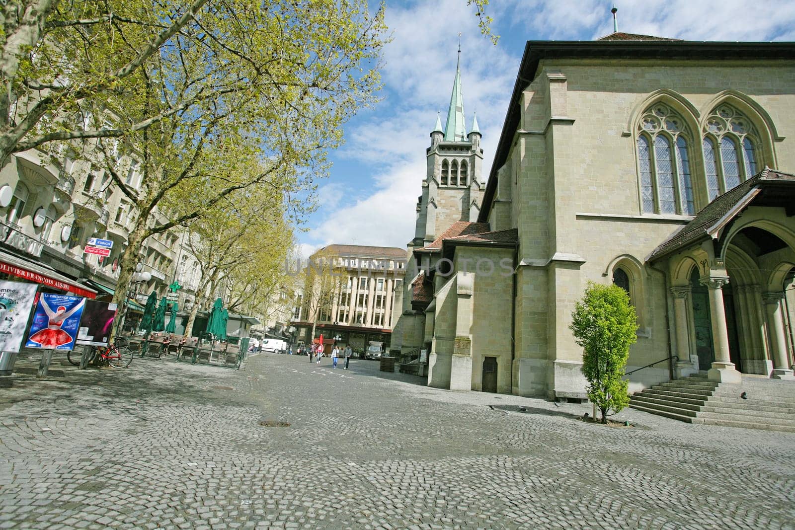 LAUSANNE, SWITZERLAND - APRIL 20: Place of St. Francois on April 20, 2012 in Lausanne, Switzerland. Beautiful view of Place St. Francois, considered the hub of Lausanne where all the good shopping places are in there.