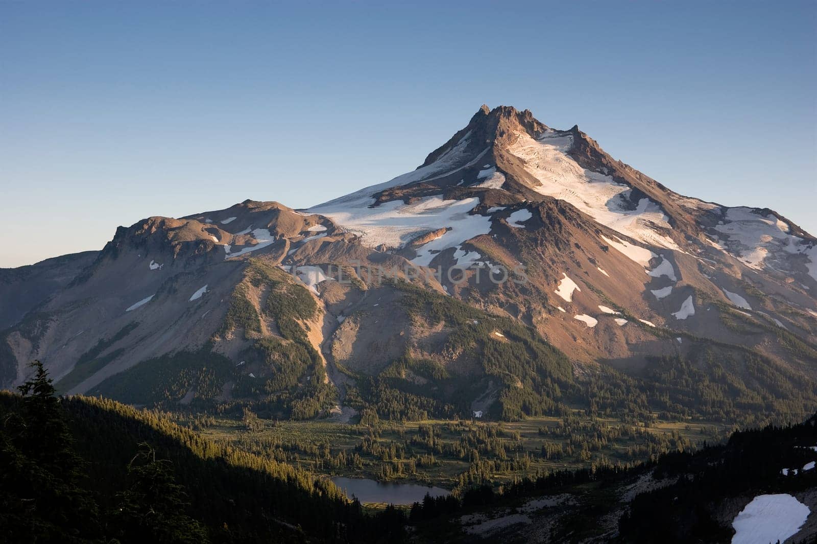 Mount Jefferson a hard to view mountain in the Cascade Range of Oregon