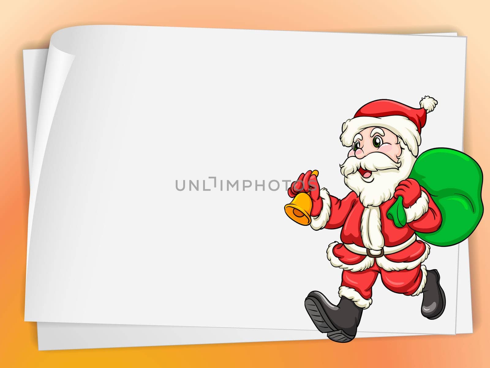illustration of paper sheets and a santa on a pink background