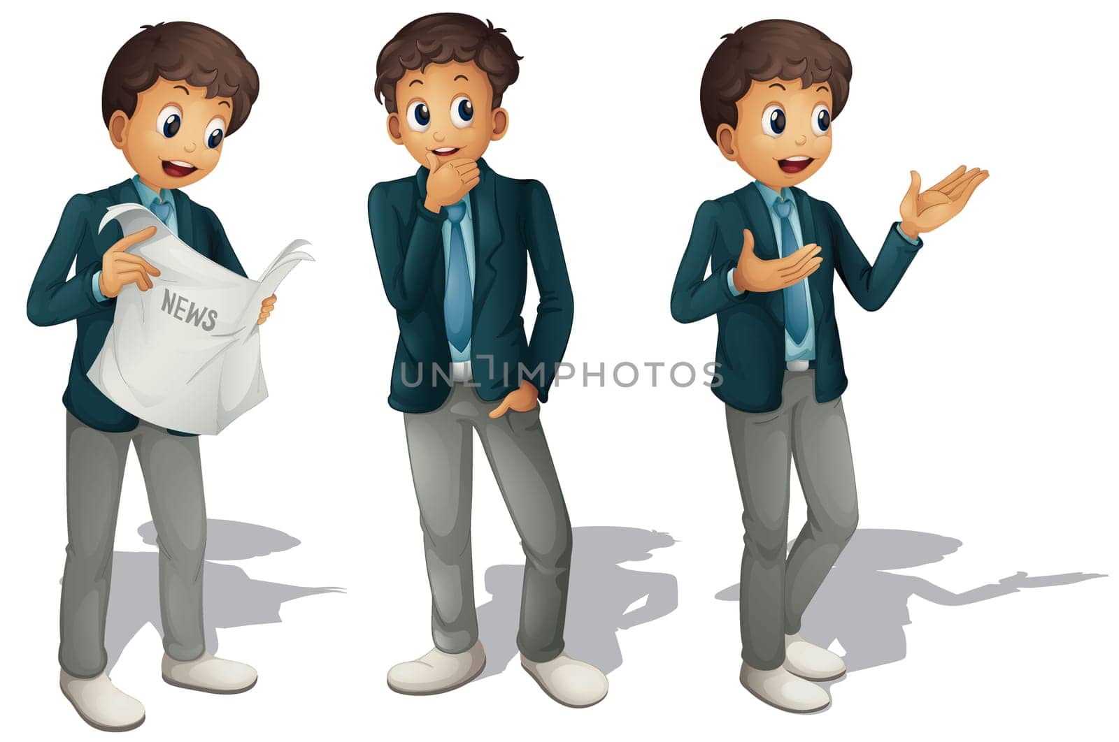 illustration of three boys on a white background