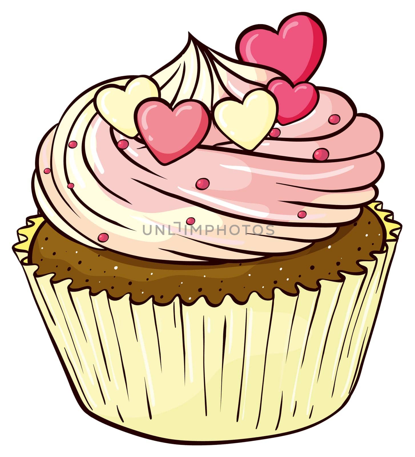 Illustration of an isolated cupcake on white