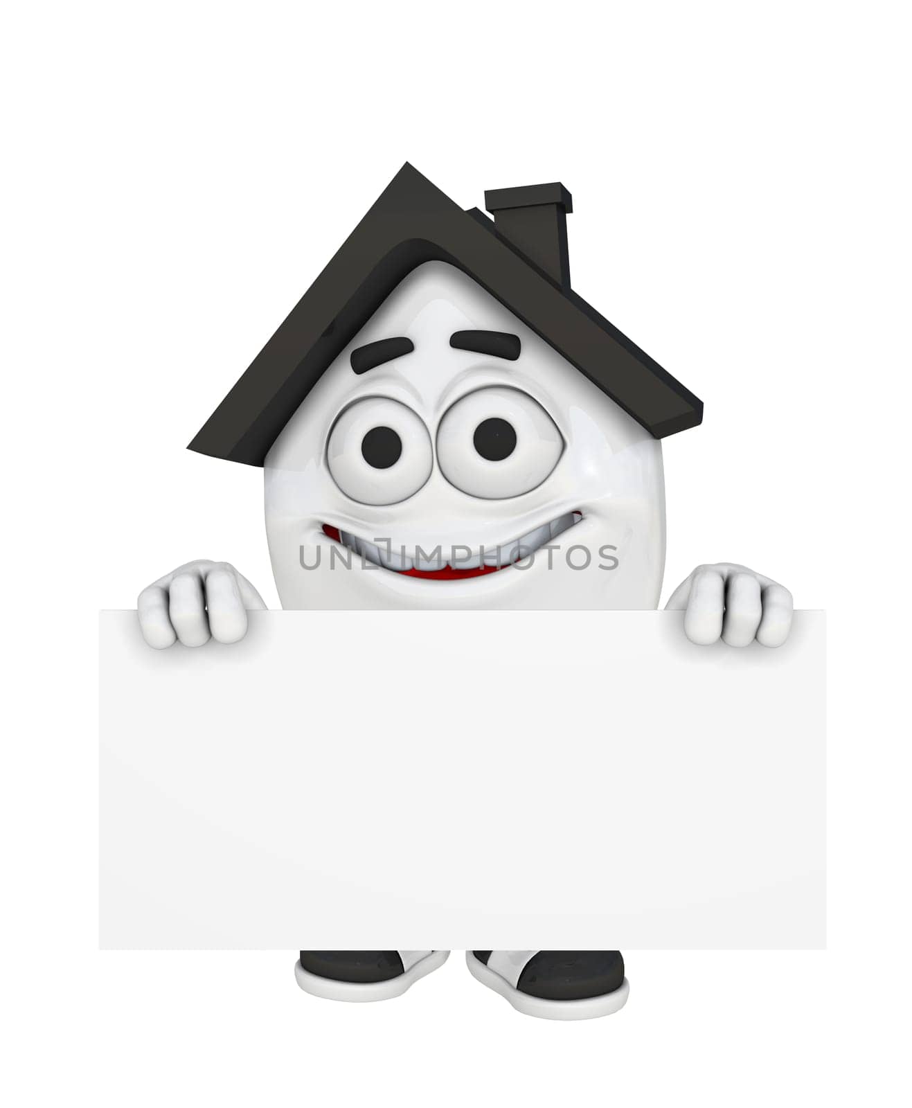 3D House with Billboard - Black