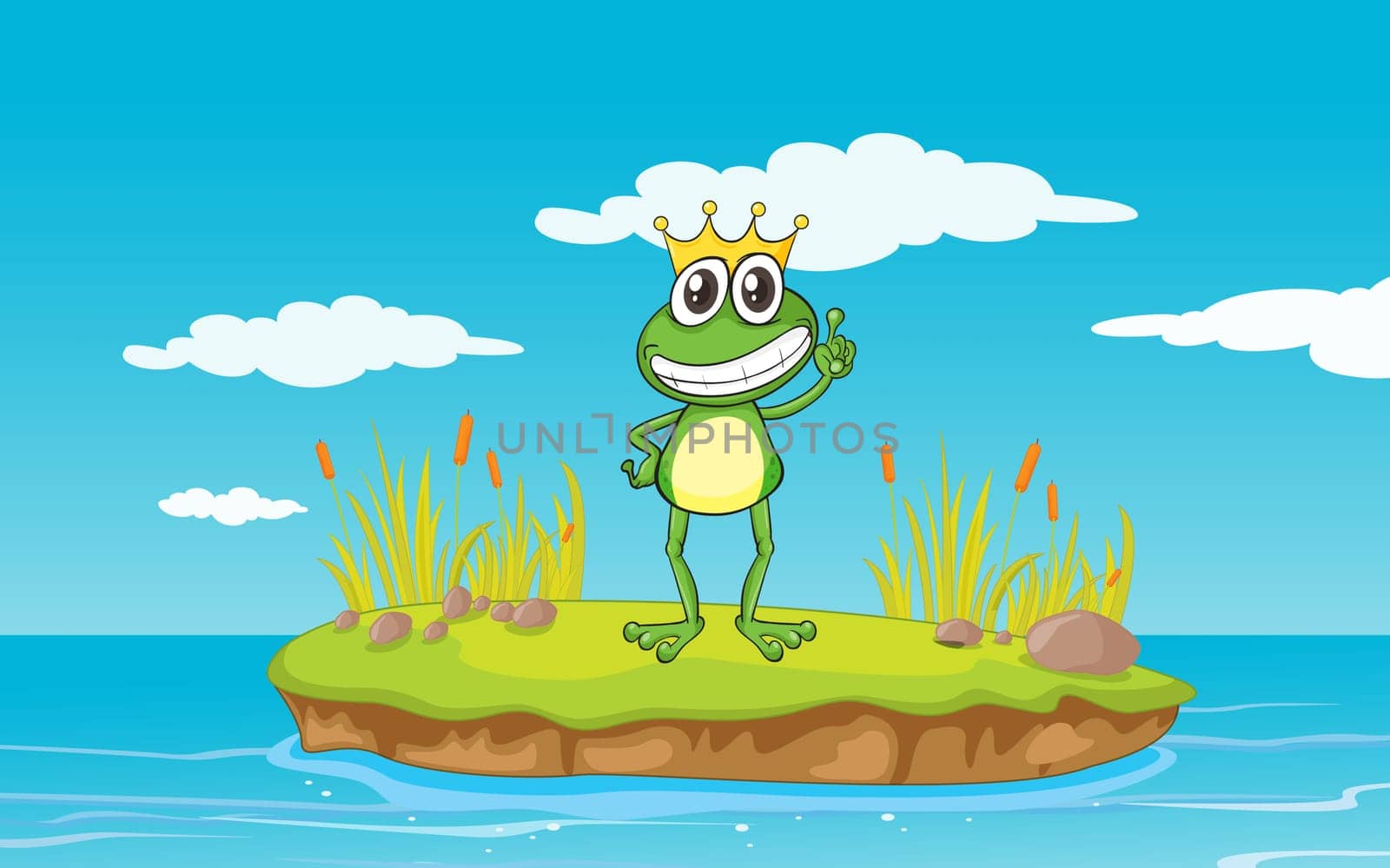 illustration of a frog and a water in a beautiful nature