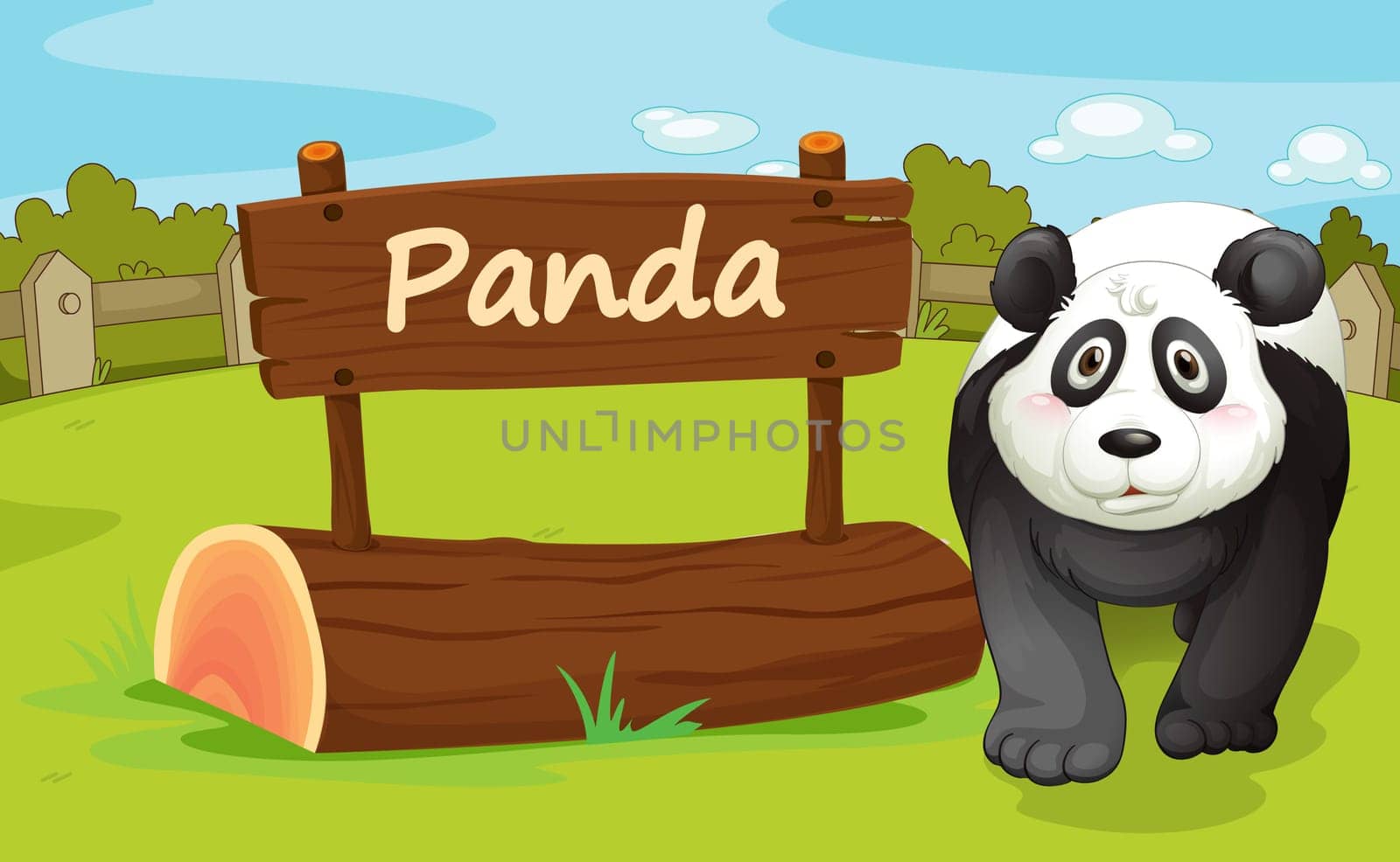 illustration of a panda in a beautiful nature