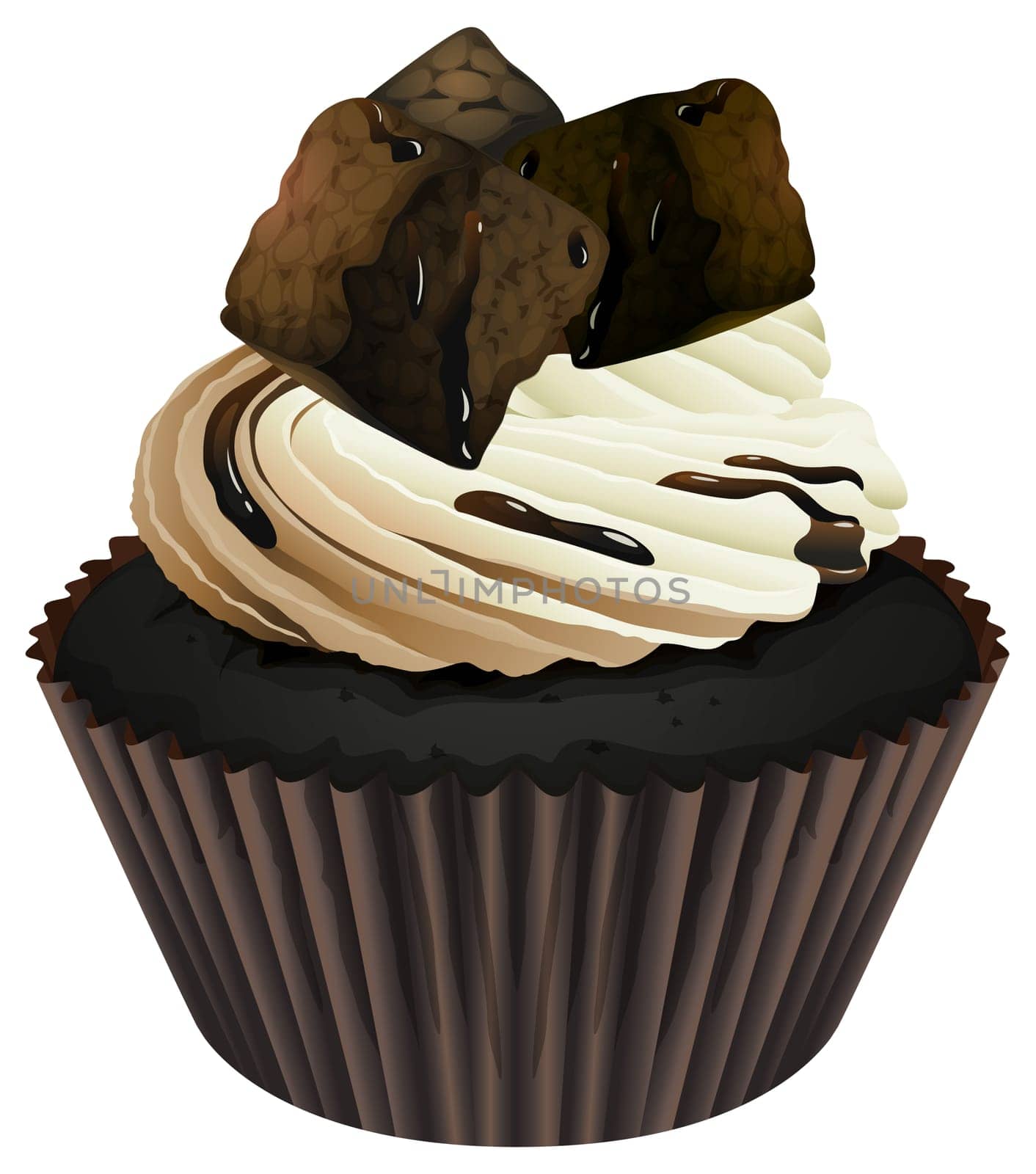 Illustration of an isolated cupcake on white background