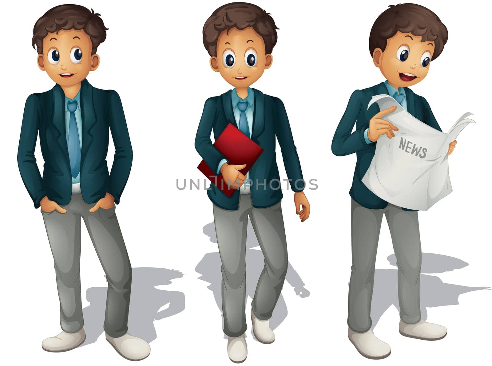 illustration of three boys on a white background