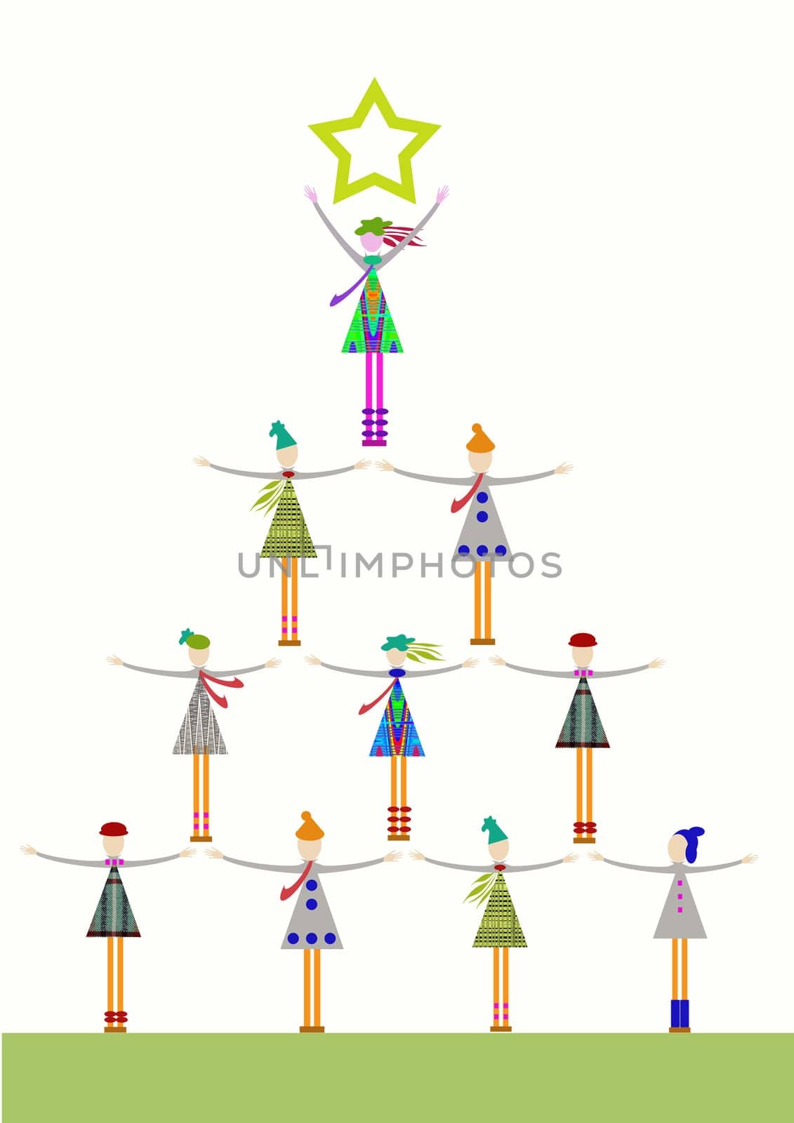 Christmas tree formed by so many united people