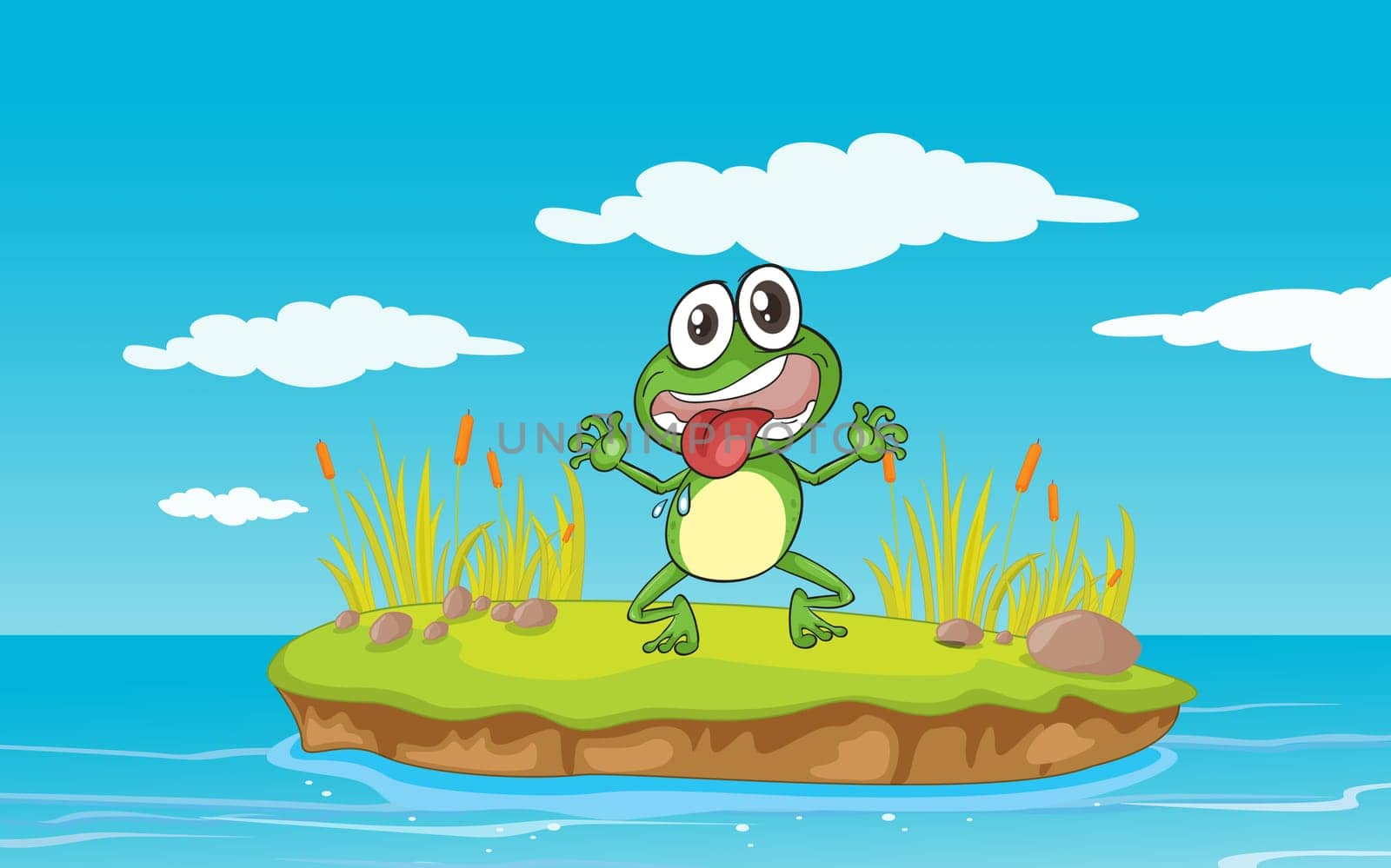 illustration of a frog and a water in a beautiful nature