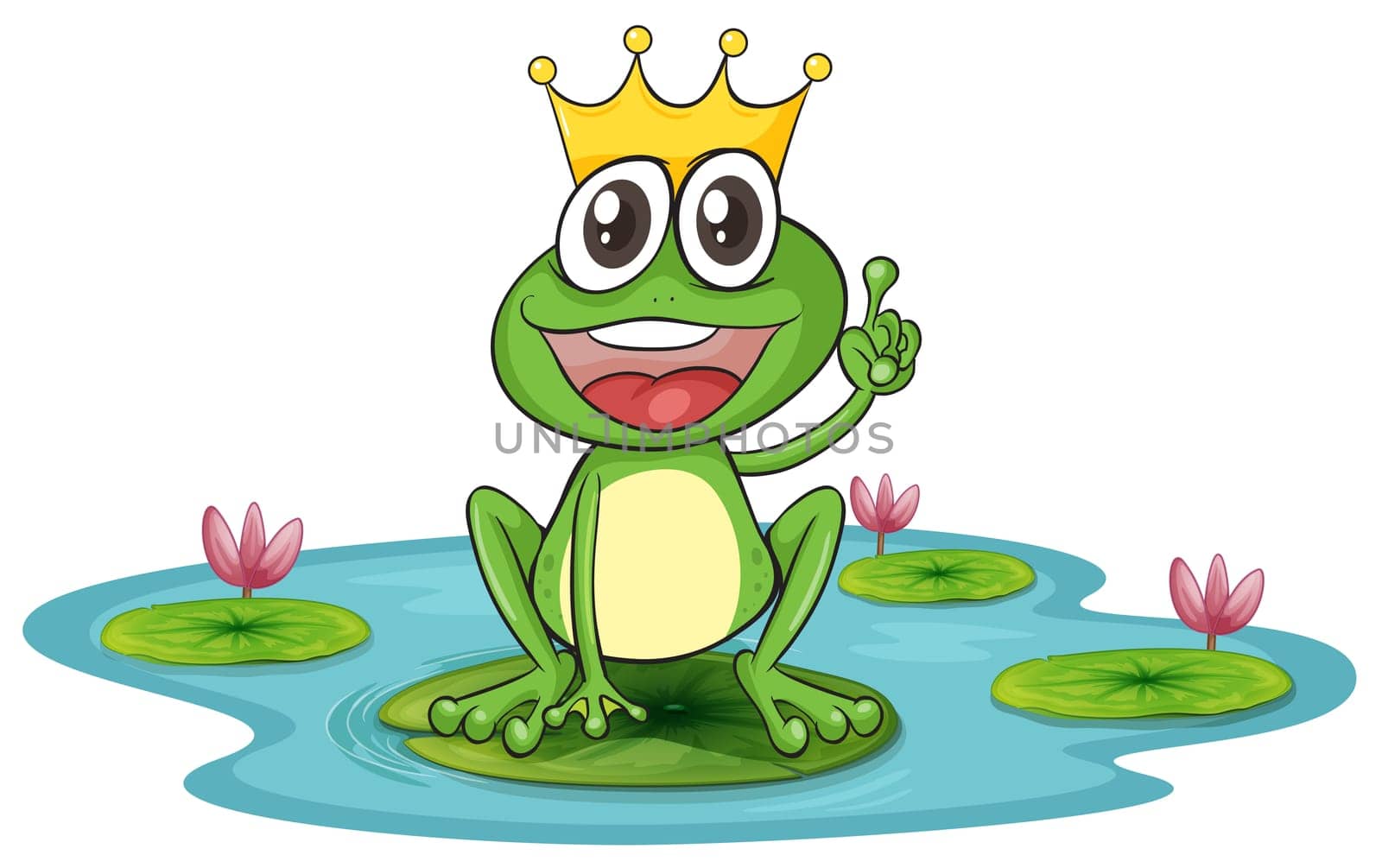 illustration of a frog and a water on a white background