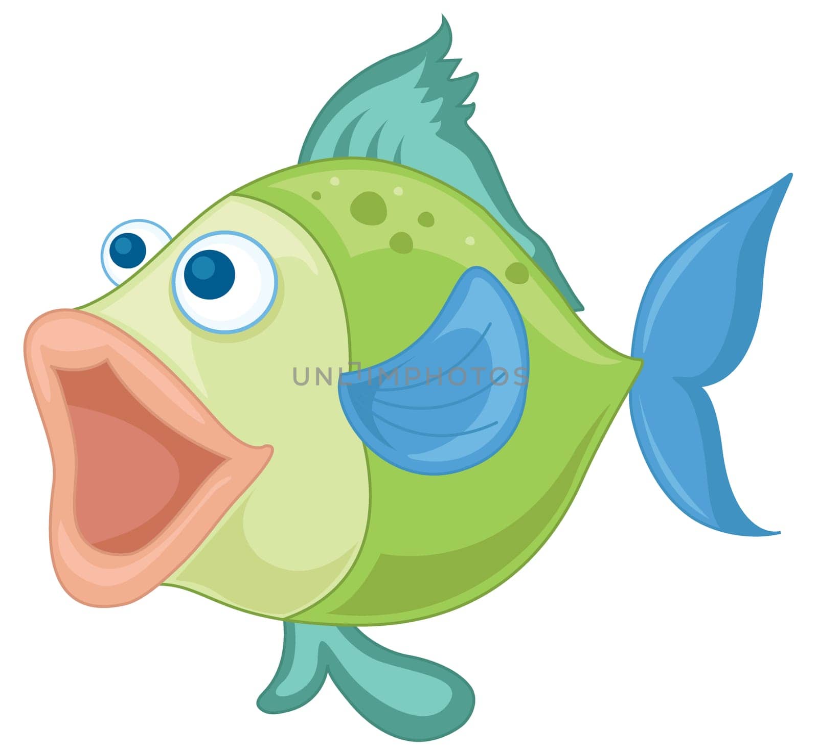 illustration of a blue-green fish on a white background