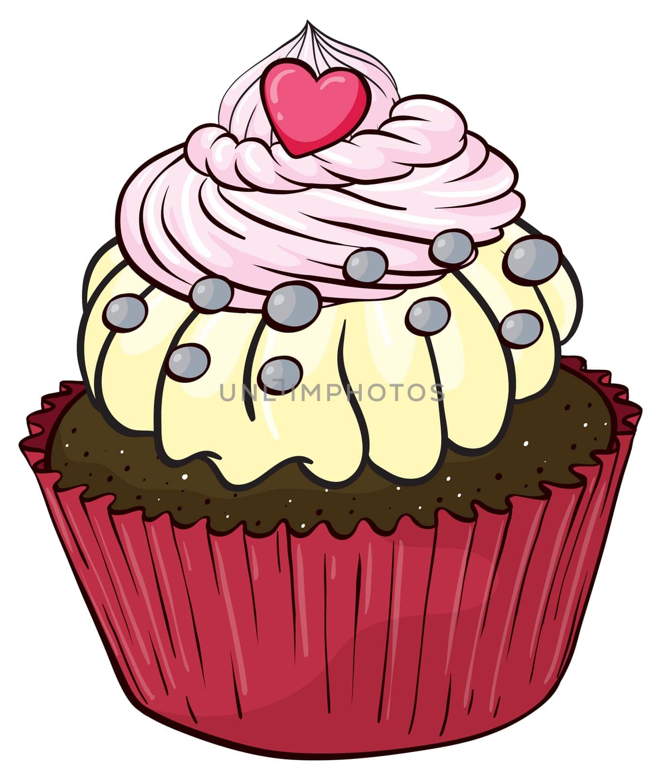 Illustration of an isolated a cupcake on a white background