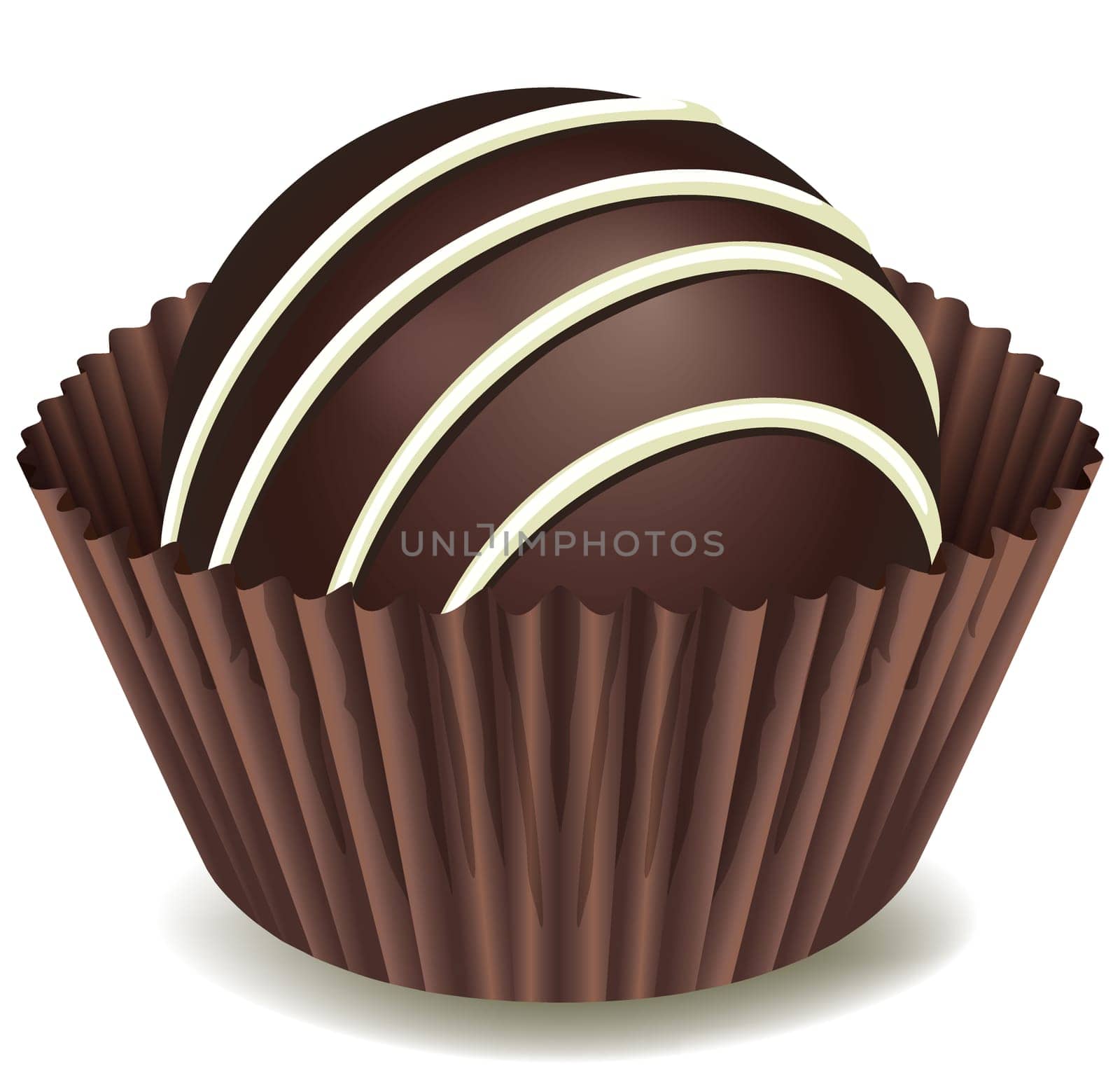 illustration of chocolates in brown cup on a white background