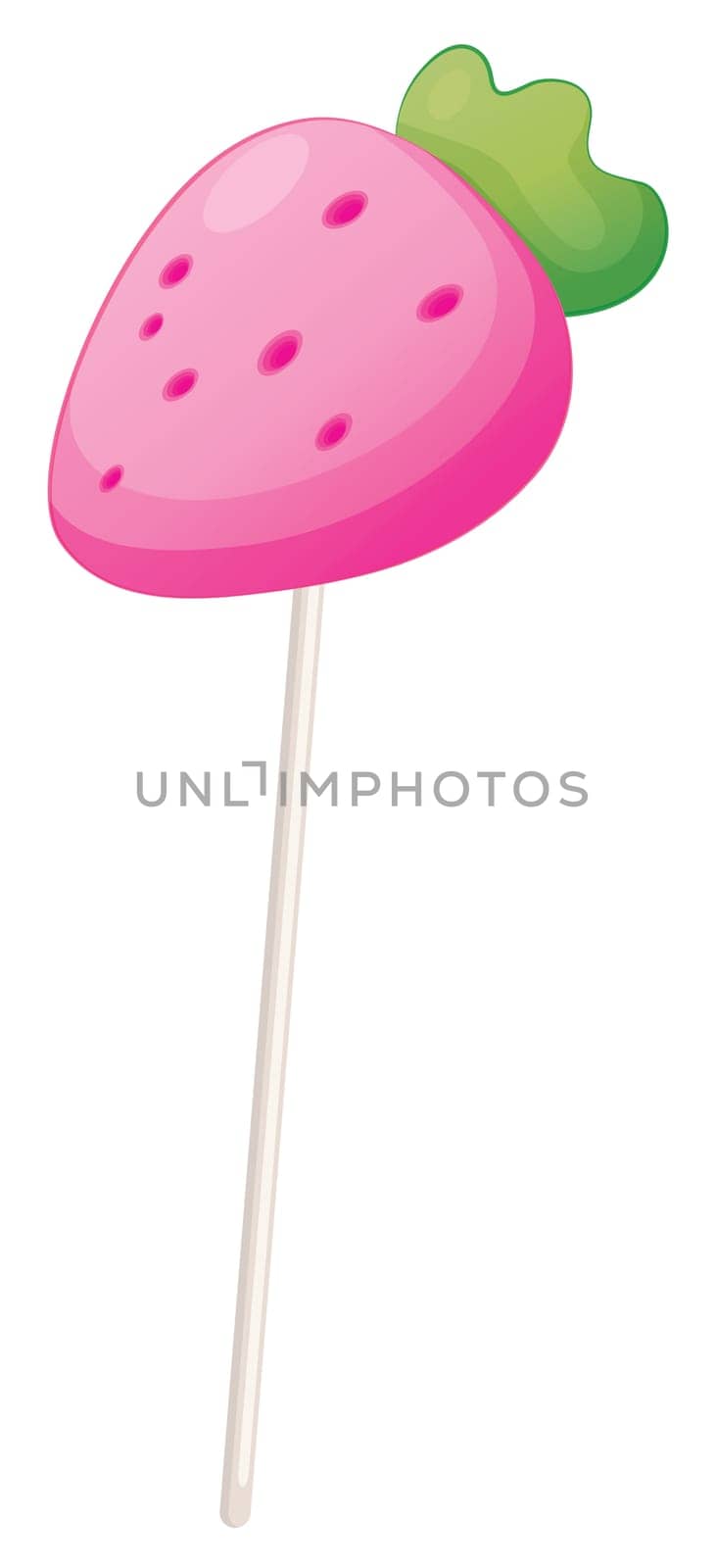 illustration of a pink strawberry candy on white