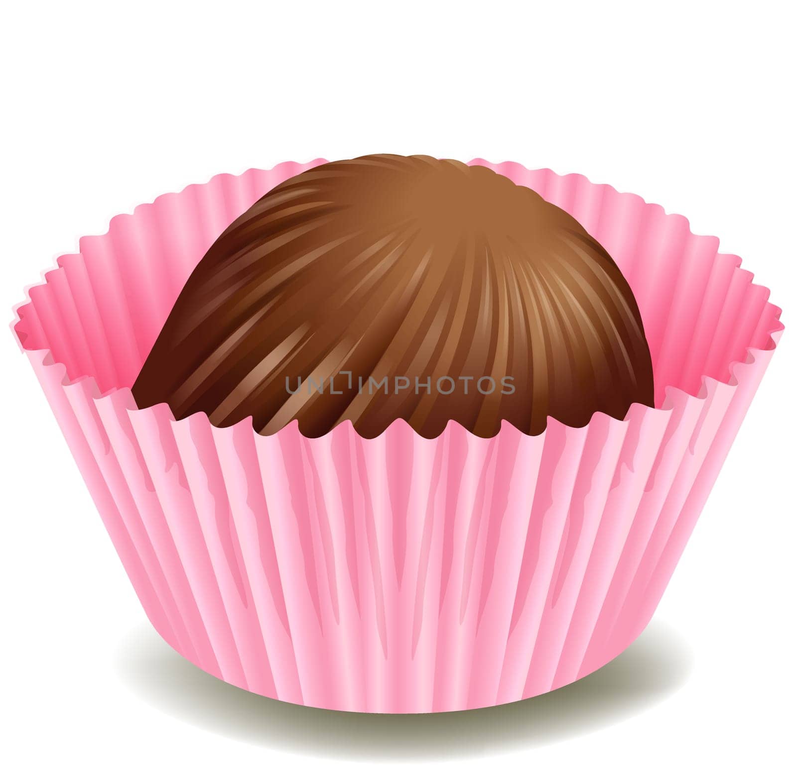illustration of chocolates in a pink cup on a white background
