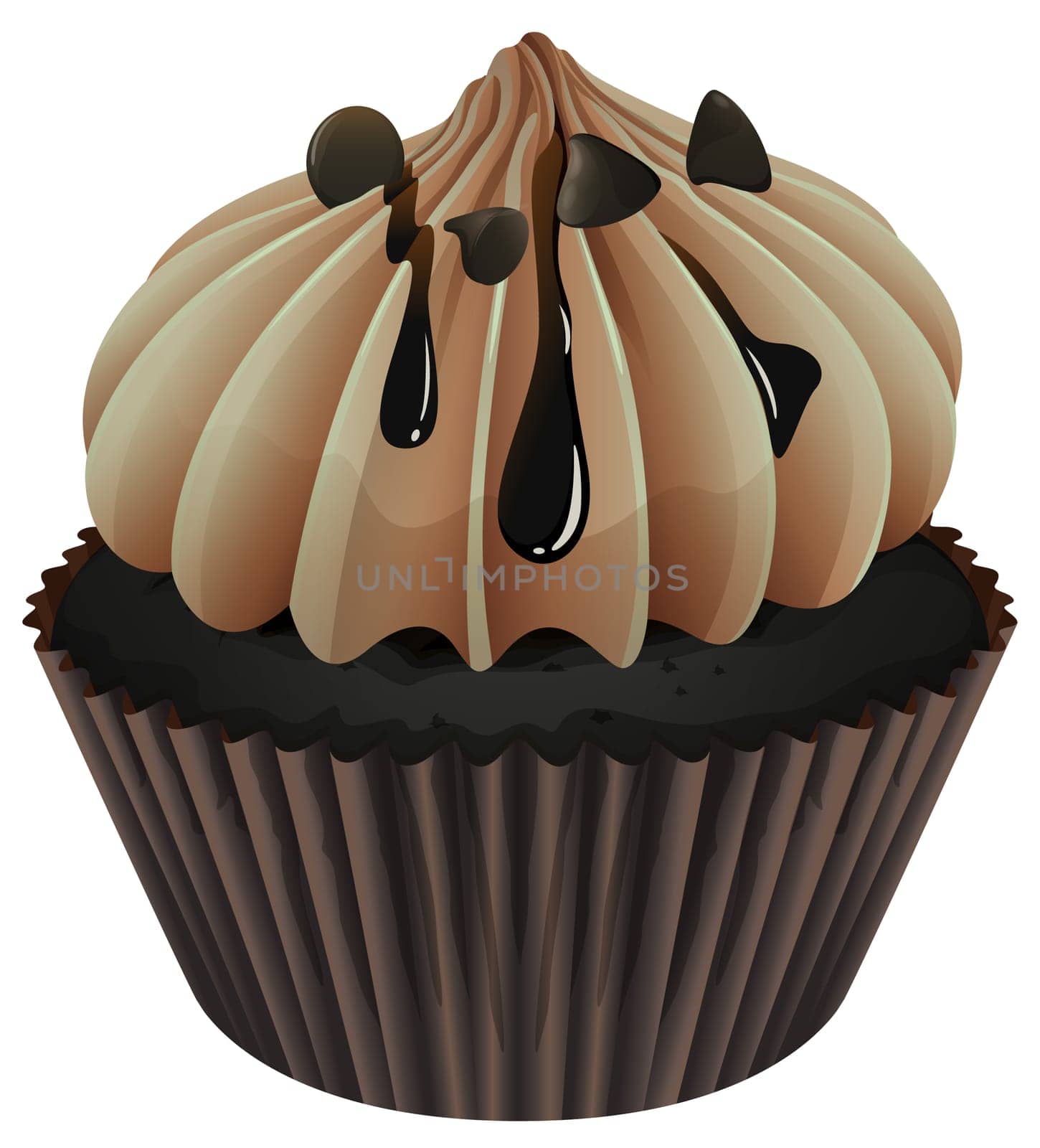 Illustration of an isolated a cupcake on a white background