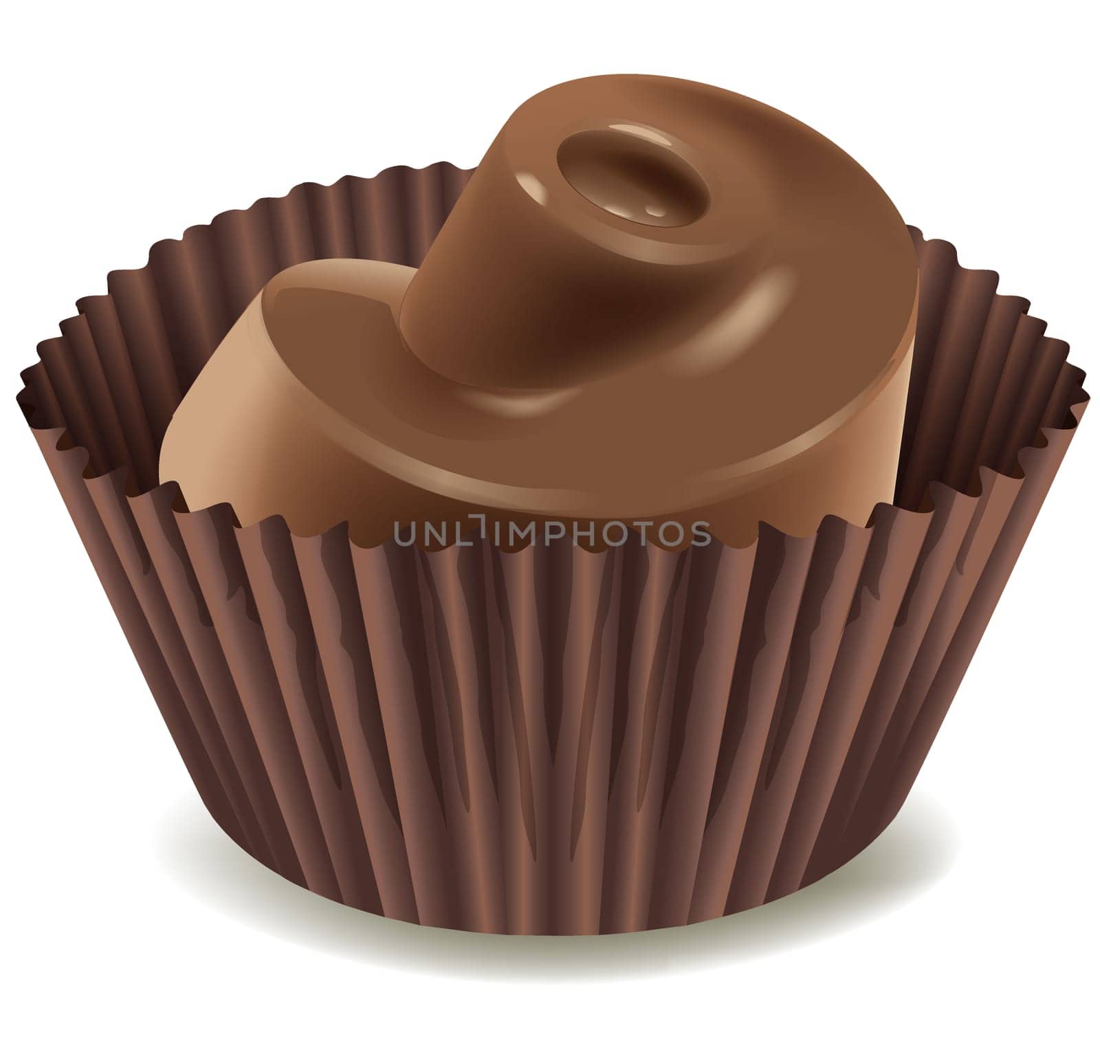 illustration of chocolates in brown cup on a white background
