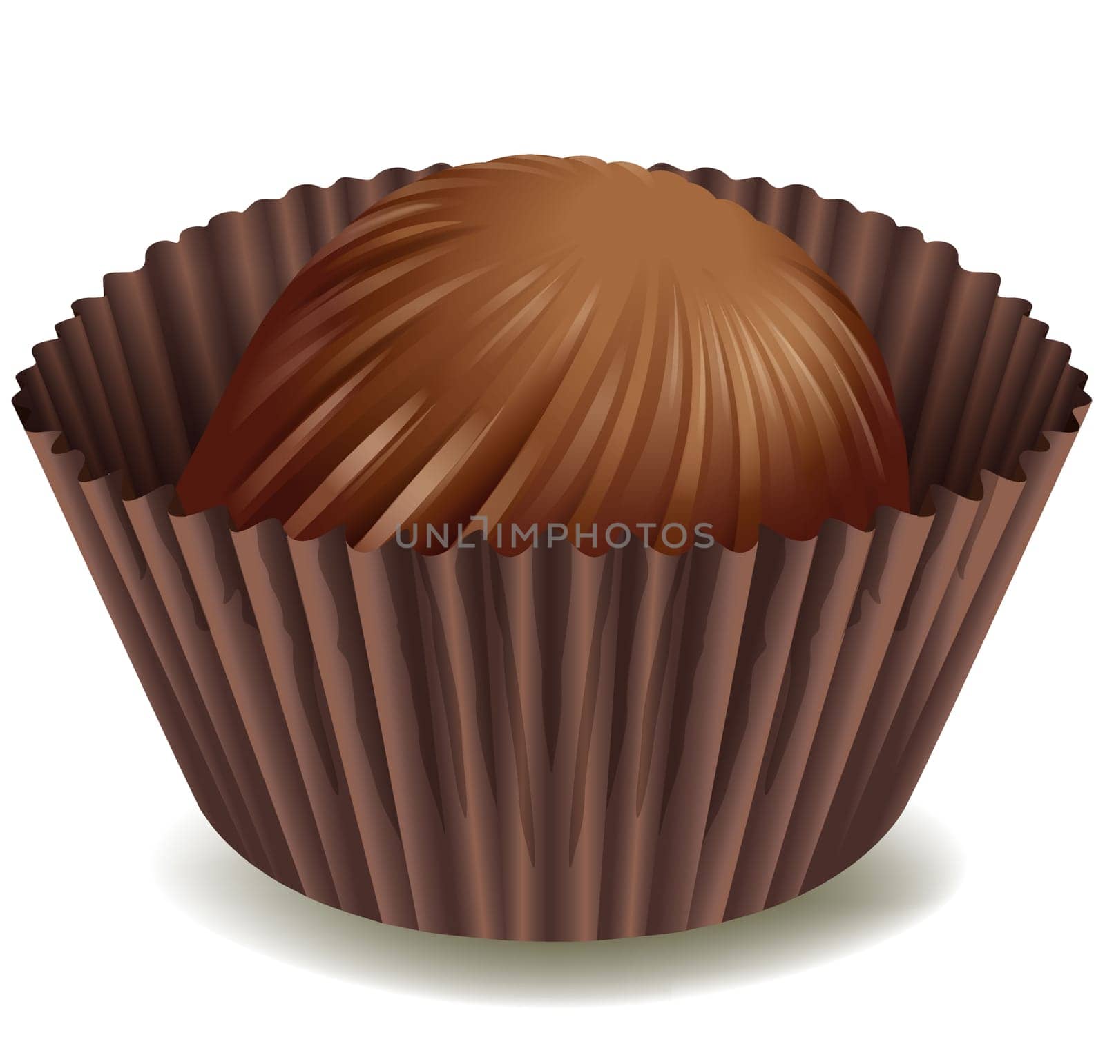illustration of chocolates in brown cup on a white background