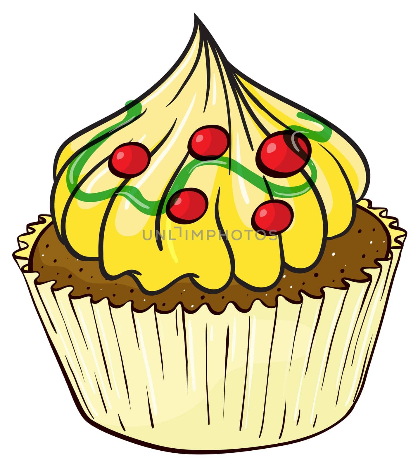 Illustration of an isolated a cupcake on a white background
