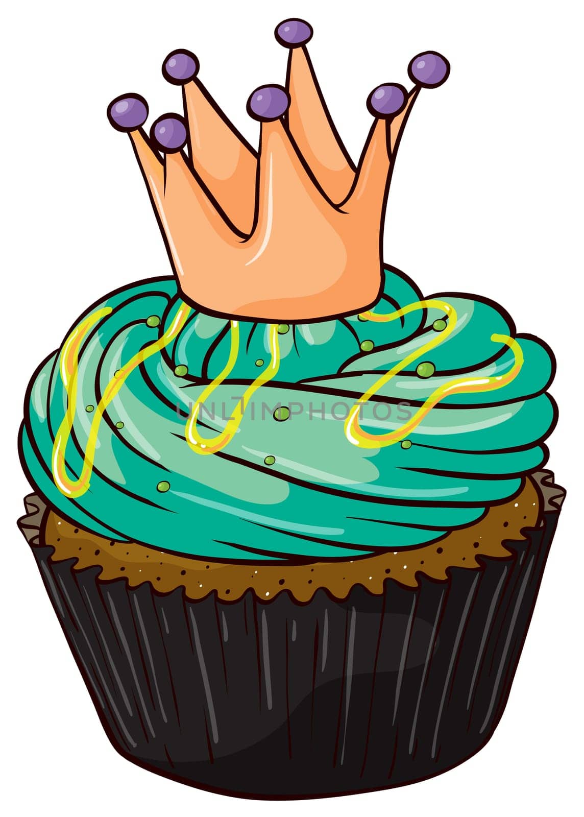 Illustration of an isolated a cupcake on a white background