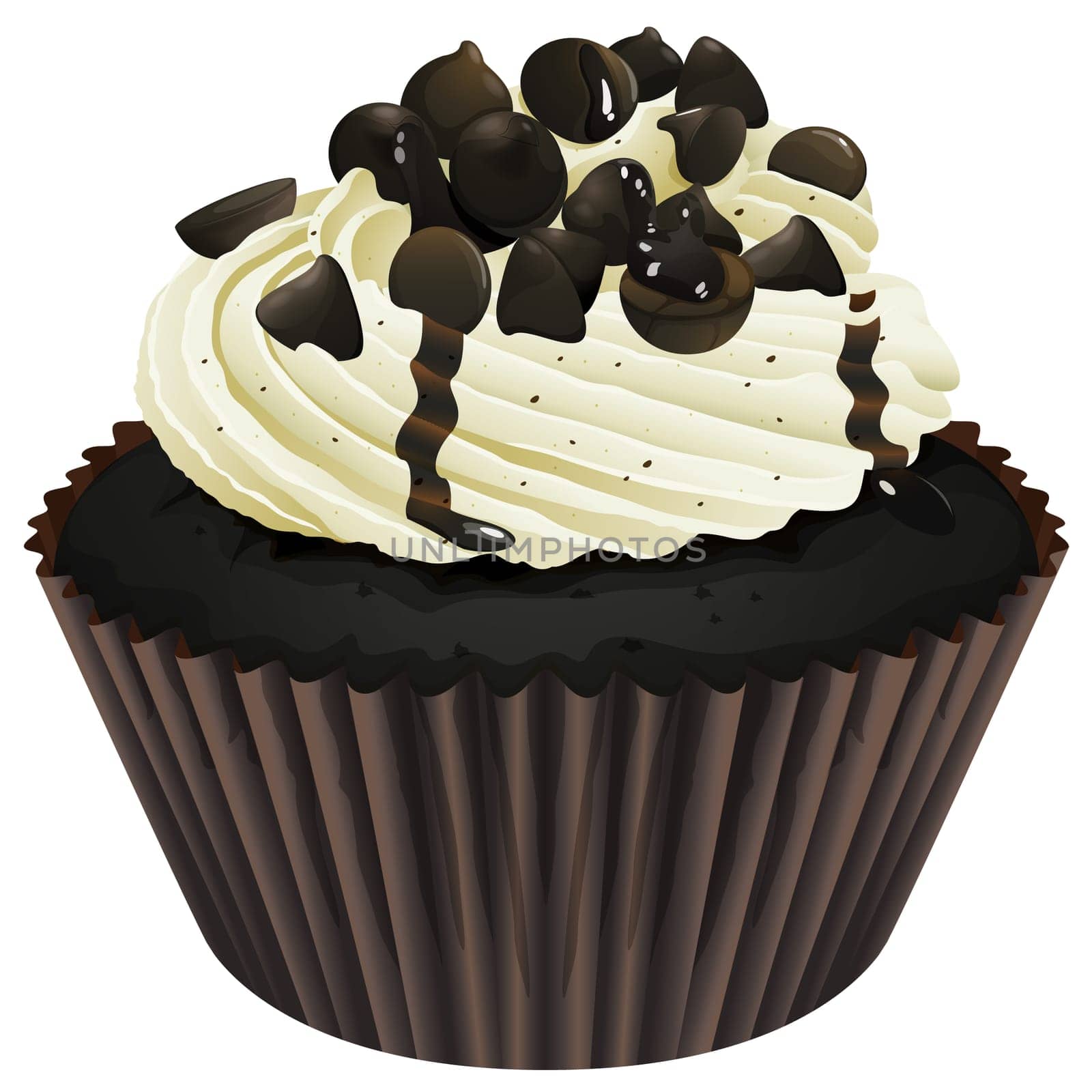 Illustration of an isolated a cupcake on a white background
