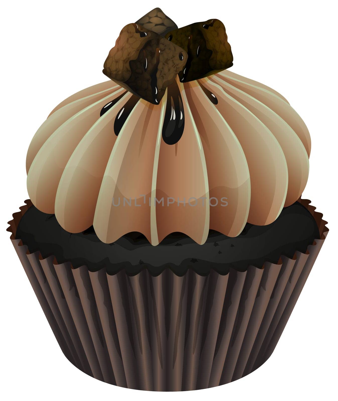 Illustration of an isolated a cupcake on a white background