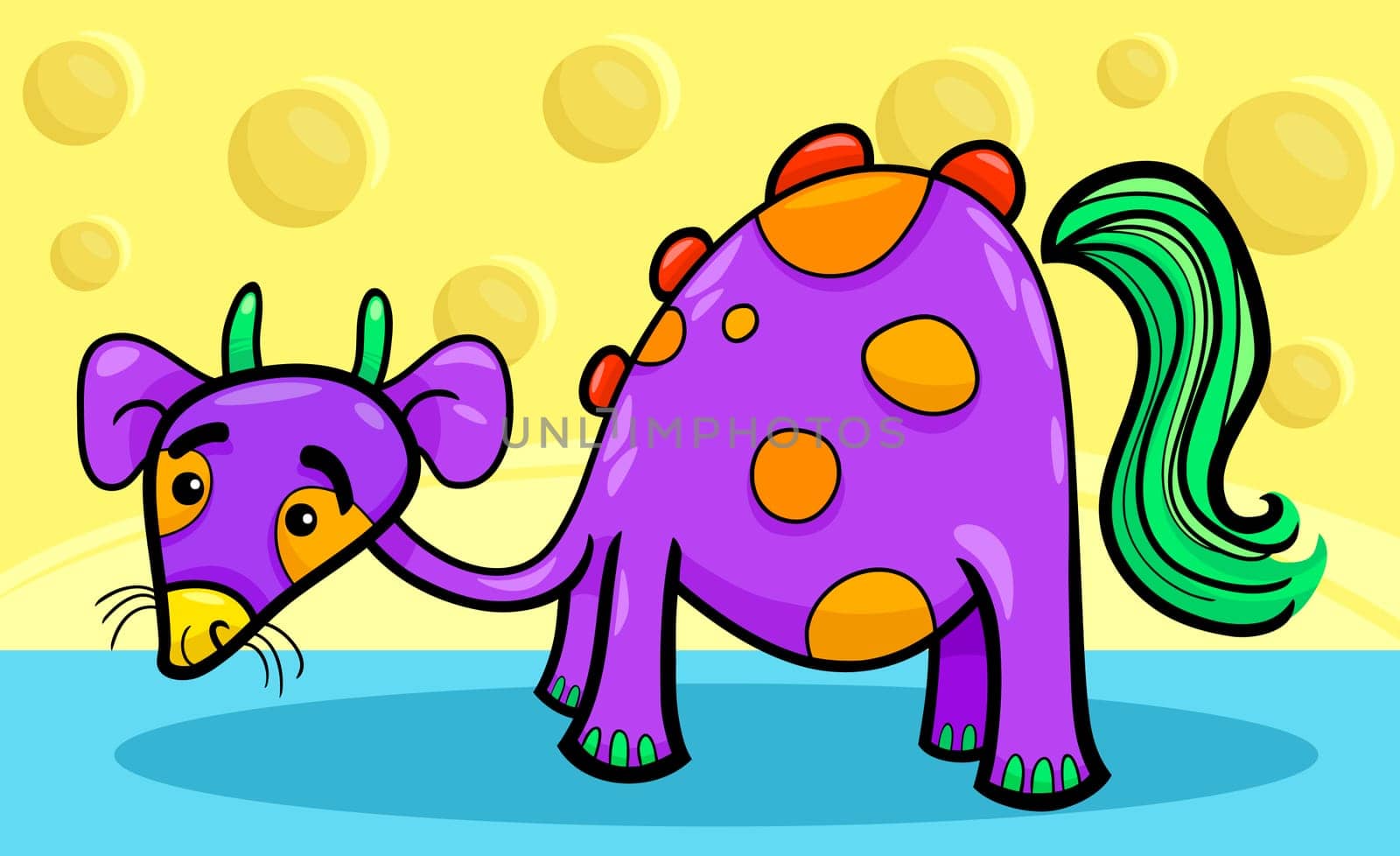 Cartoon Illustration of Funny Colorful Fairytale Character Creature in Fantasy World