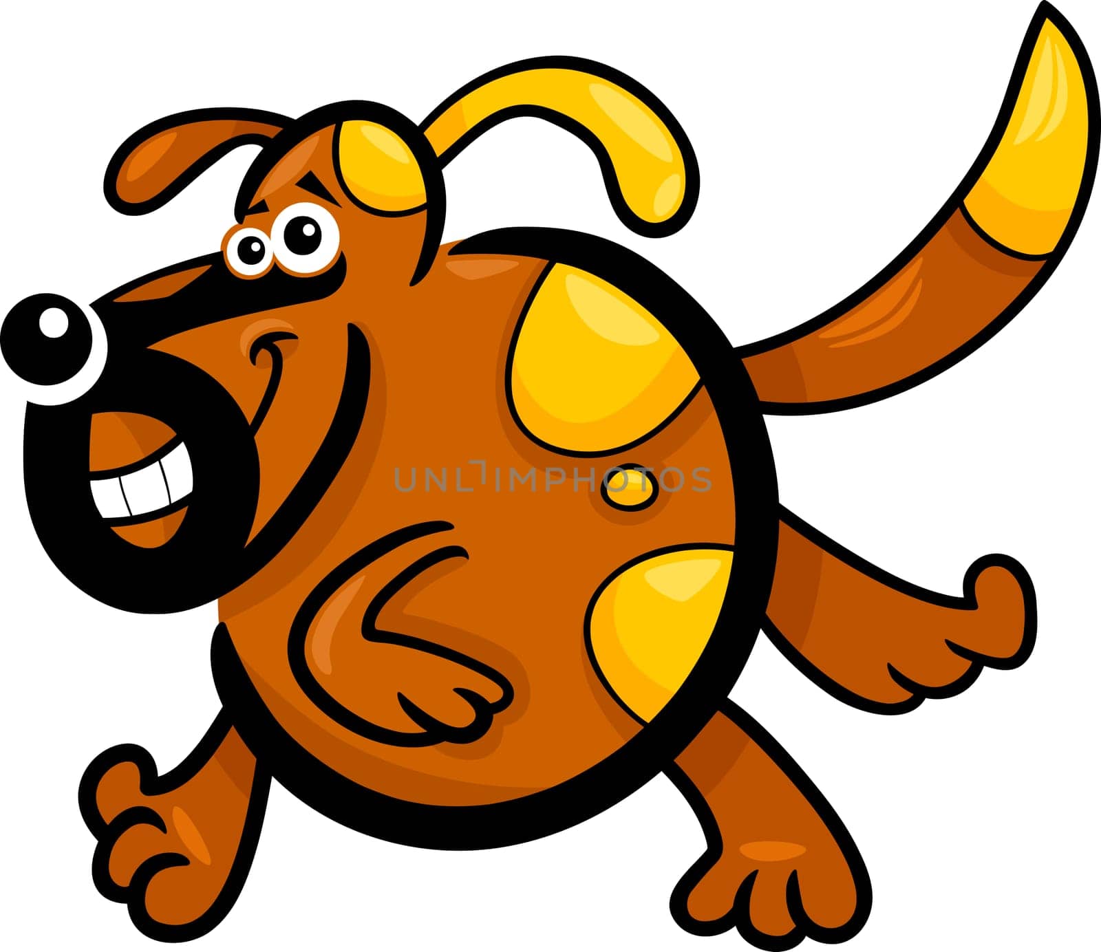 Cartoon Illustration of Funny Running Playful Dog or Puppy
