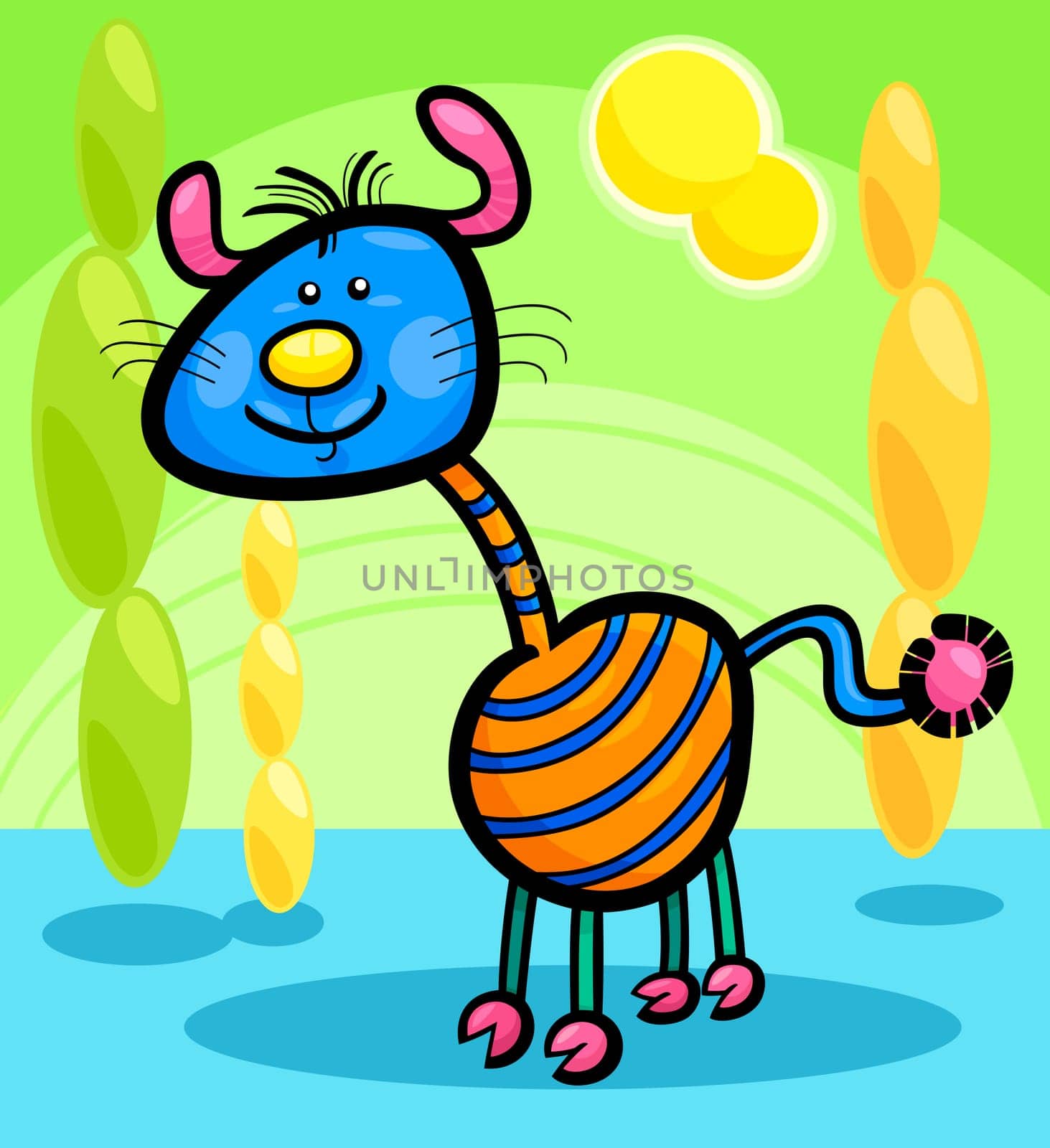 Cartoon Illustration of Funny Colorful Fairytale Character Creature in Fantasy World