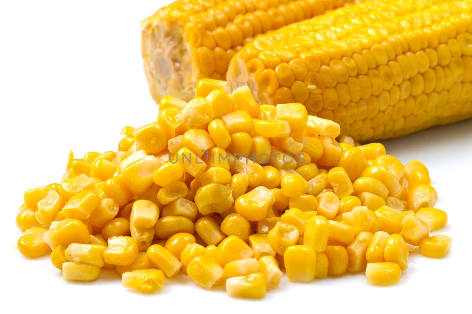 Corn pile on white background