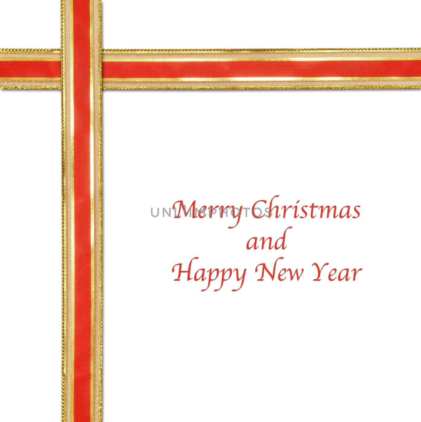 christmas gift with decorative red and gold ribbon bow