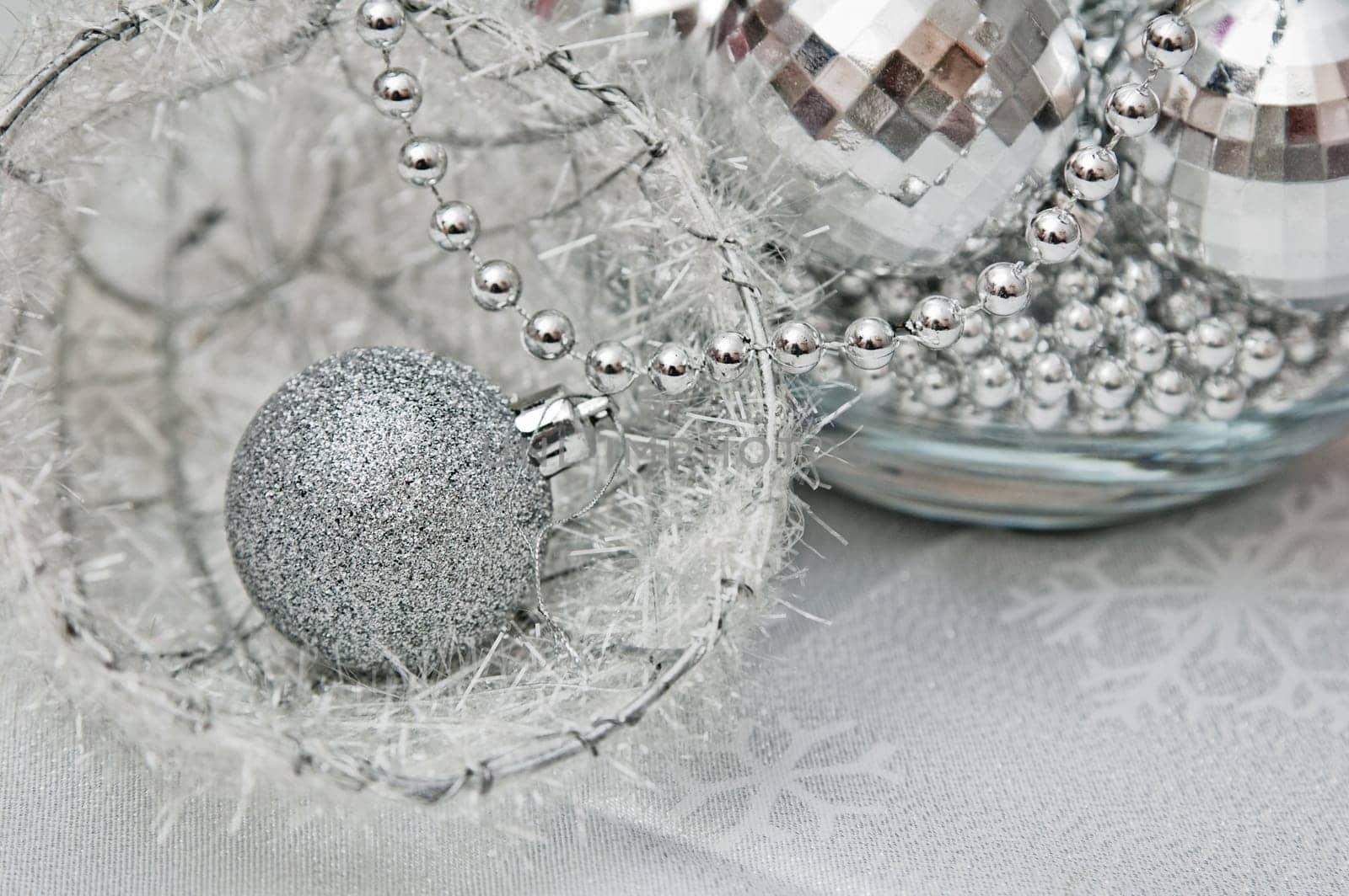 Silvery beads and spheres