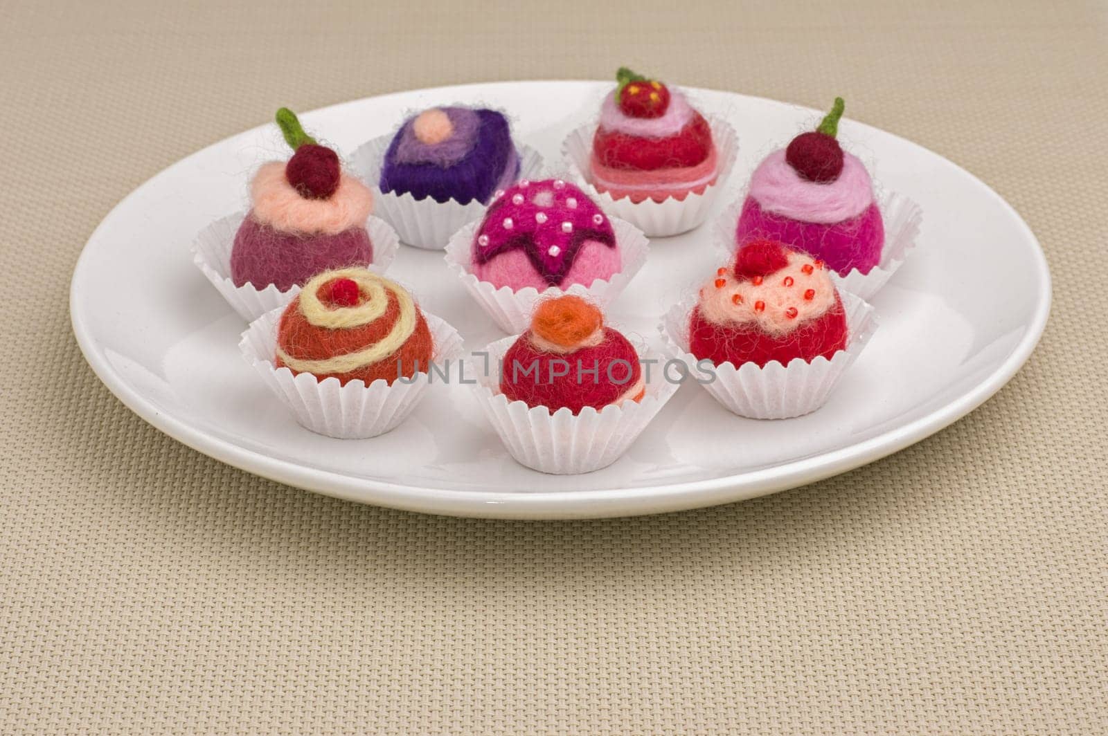 Assortment of colorful felt chocolates