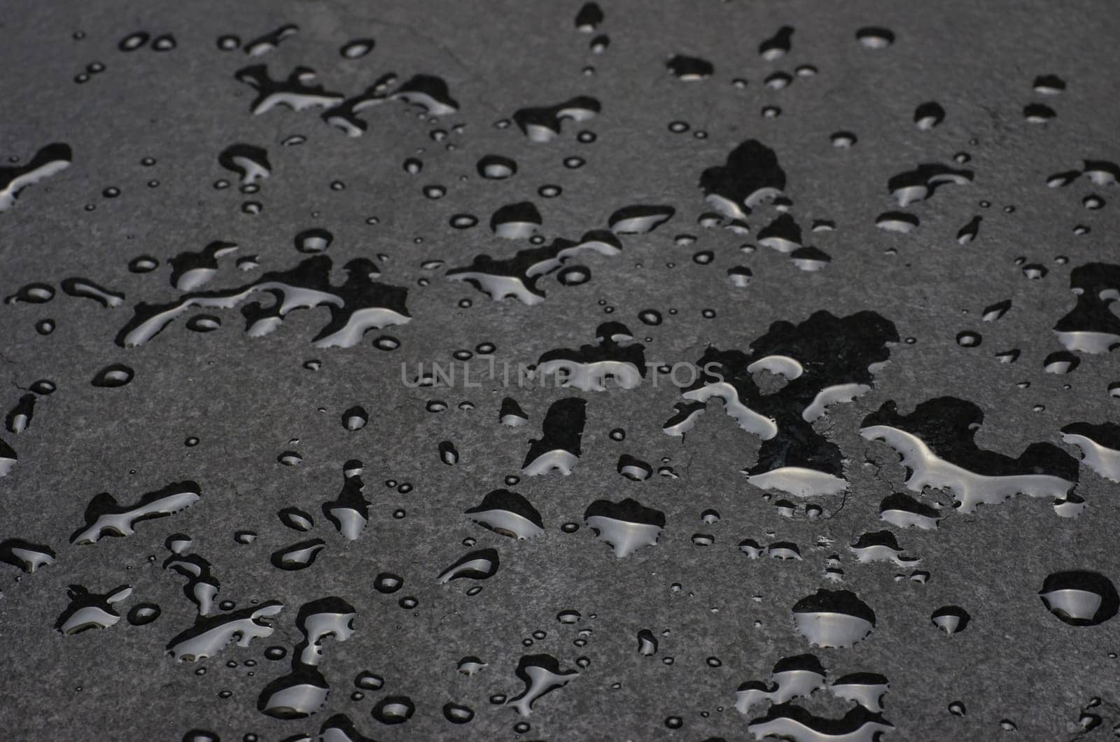 Macro shot of a slate slab with water droplets