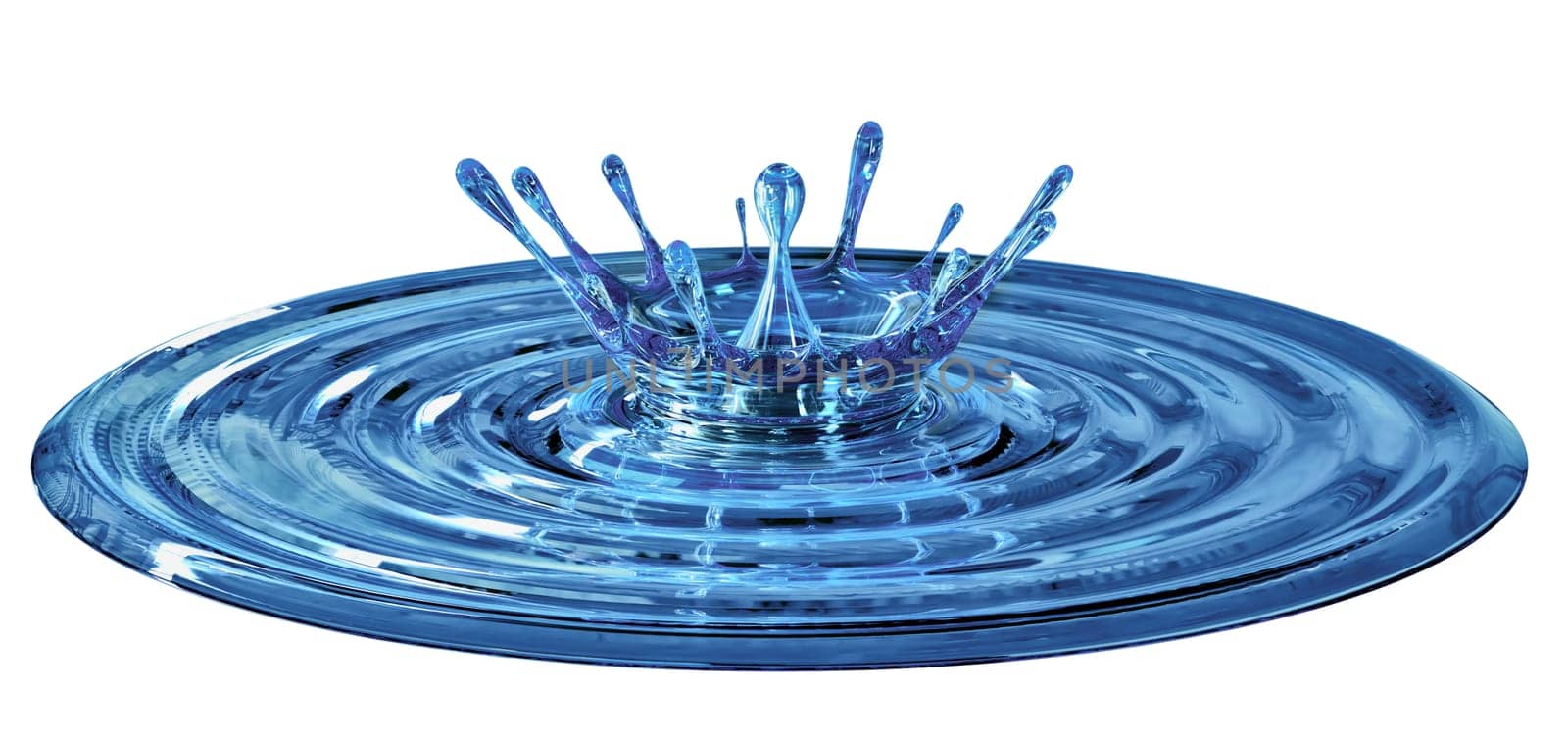 splash blue water on a white background