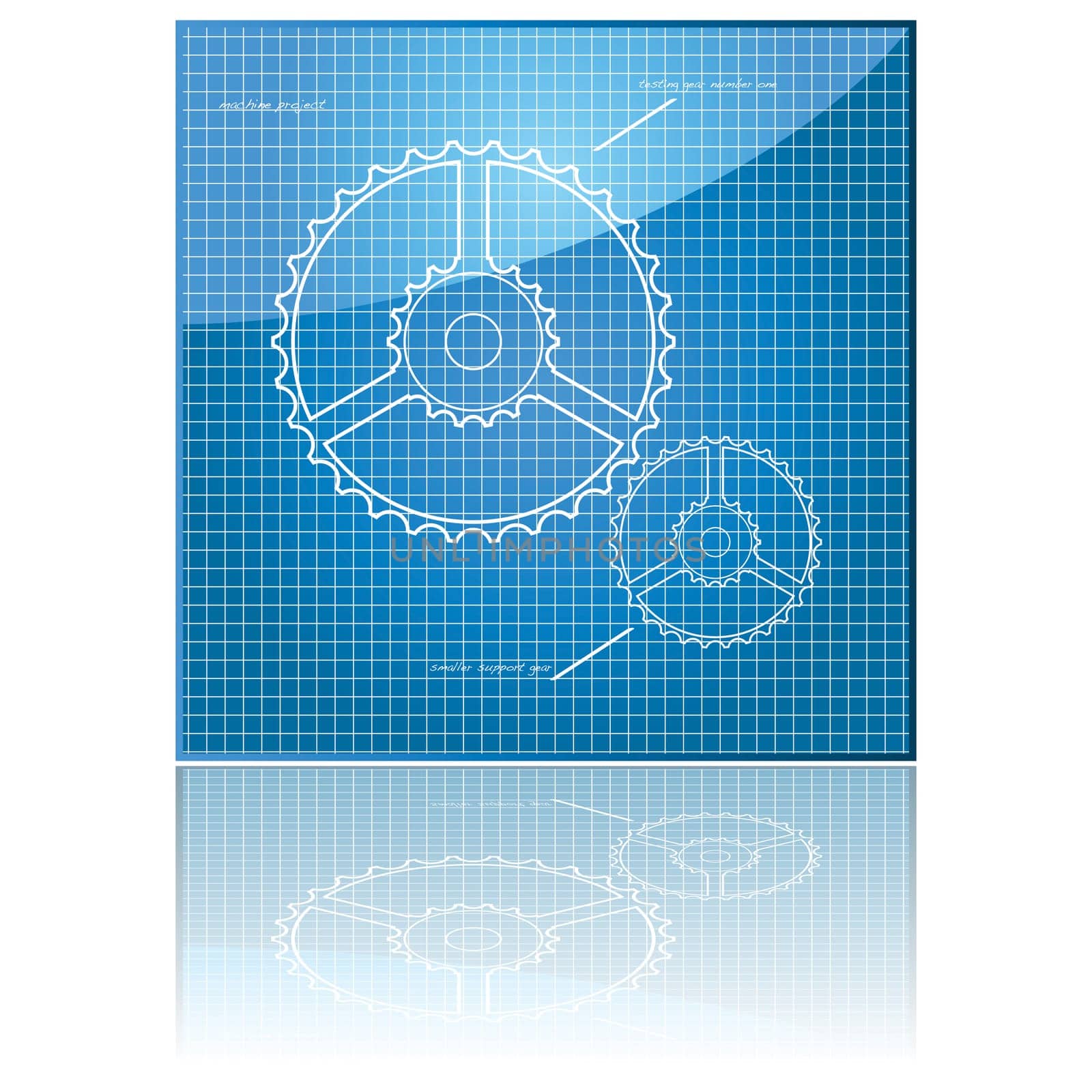 Glossy illustration showing the blueprint design for a machine