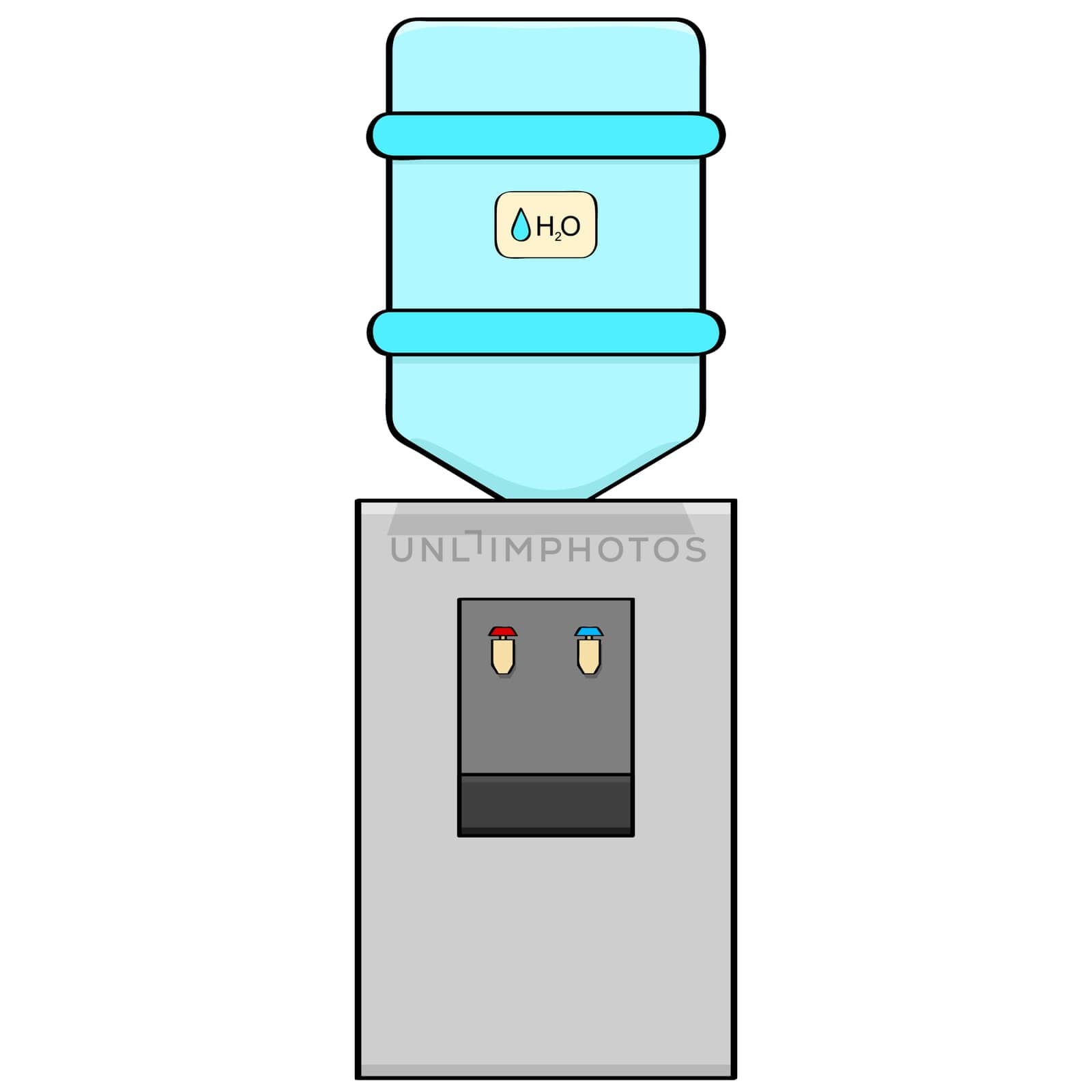 Cartoon illustration of a portable water cooler