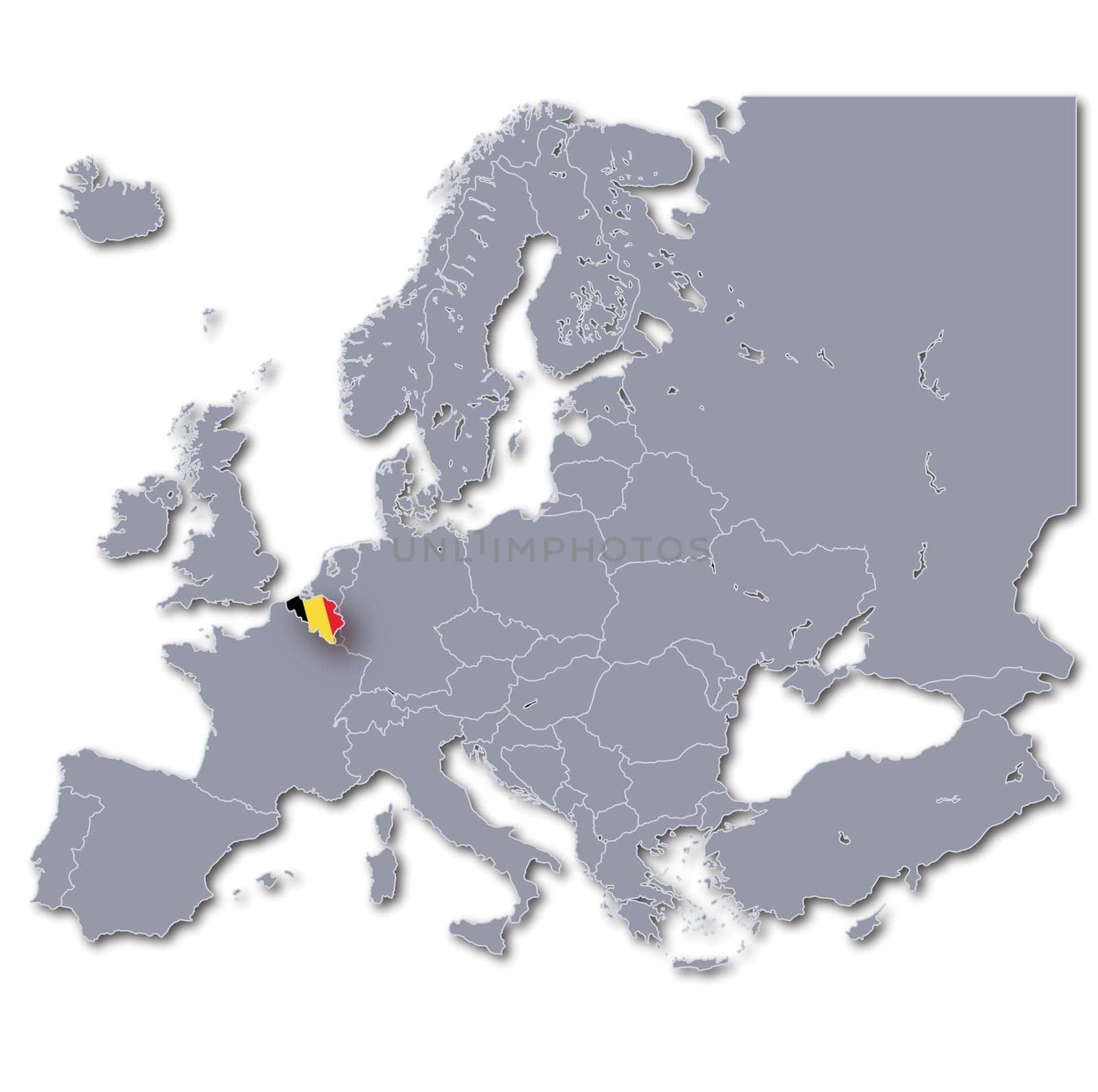 Map of Europe Belgium