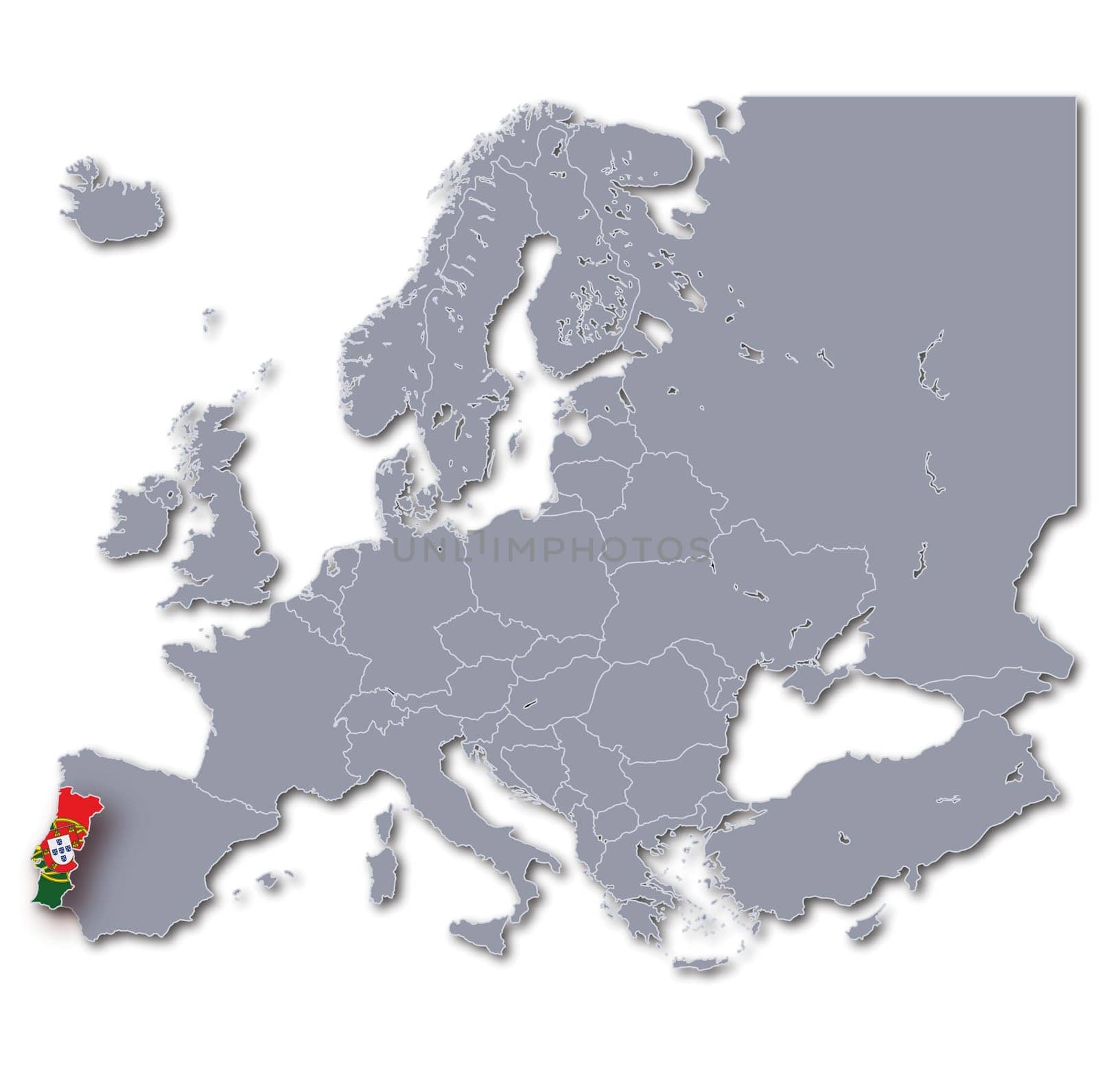 Map of Europe Portugal