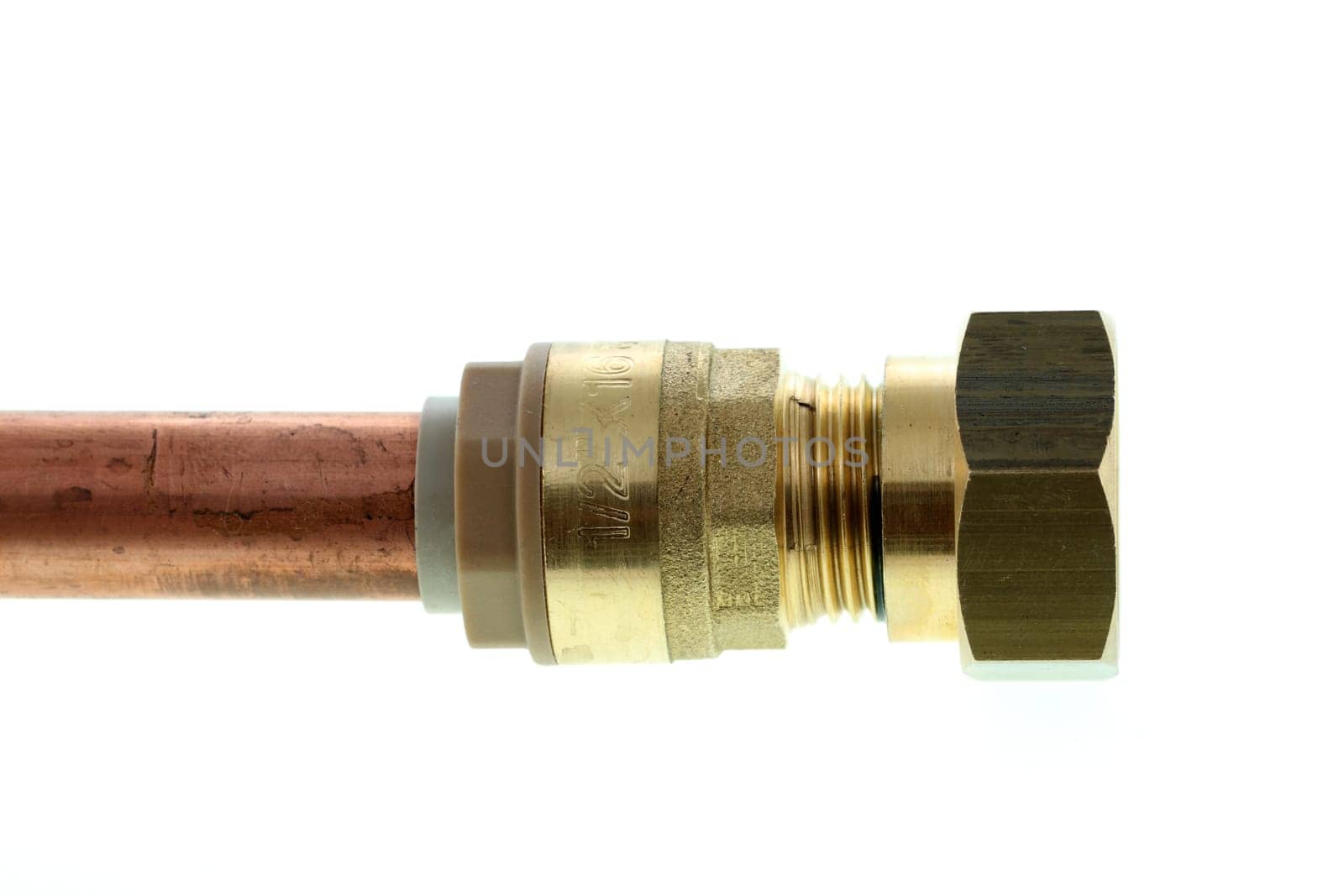 details of plumbing fittings isolated on white background