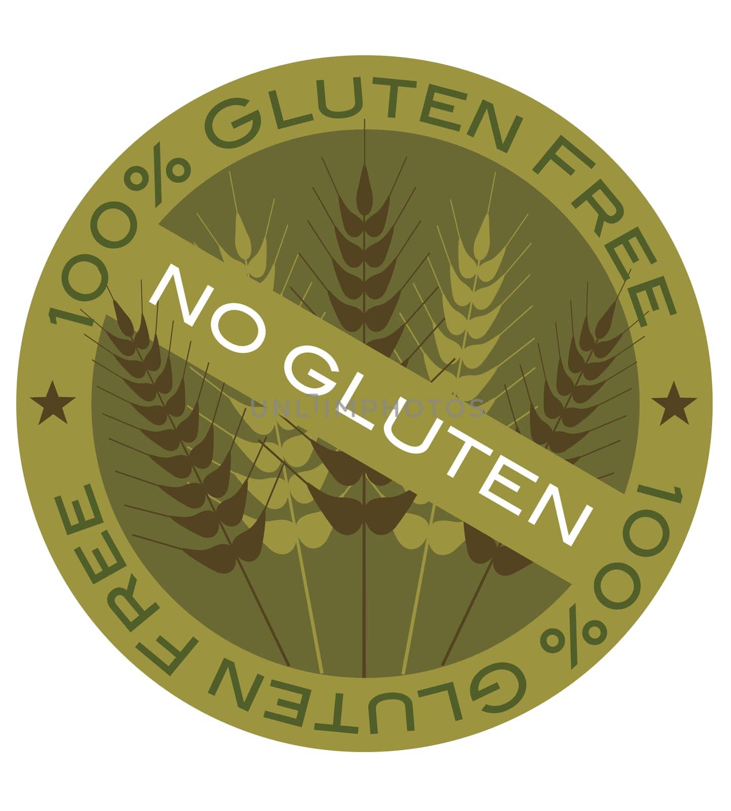 Wheat Grain Stalk with 100% Gluten Free Label Illustration