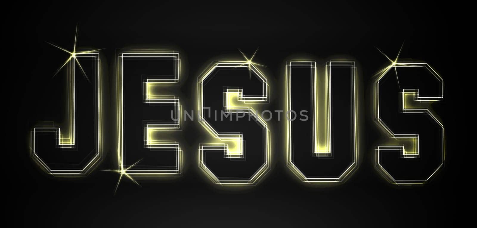 Jesus as an illustration in neon light style