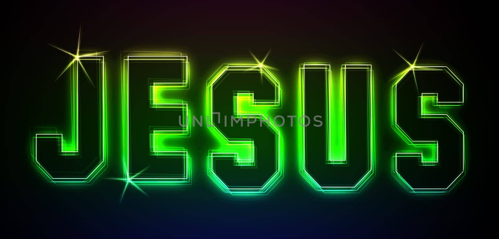 Jesus as an illustration in neon light style