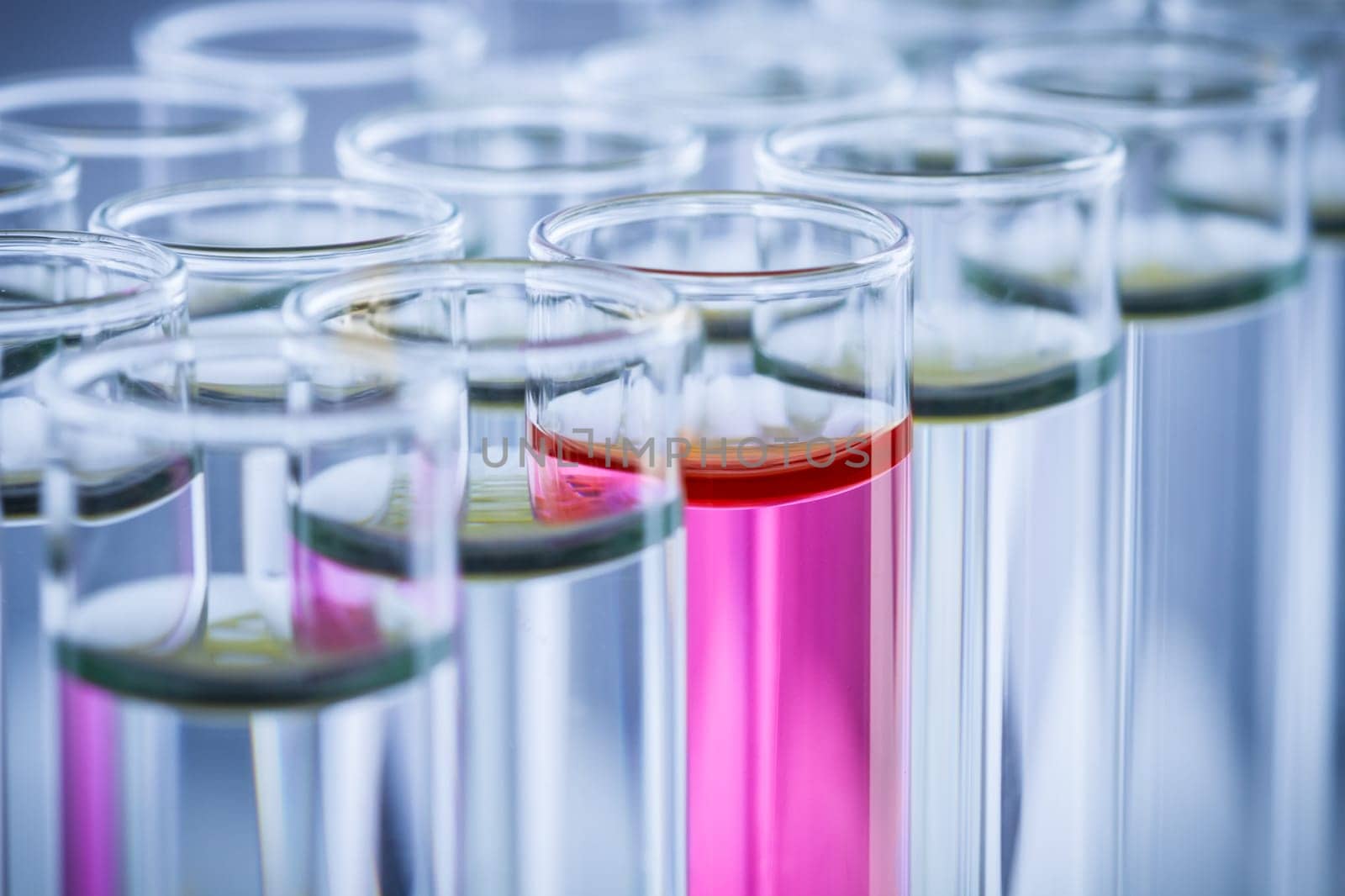 Test tubes with a colored sample