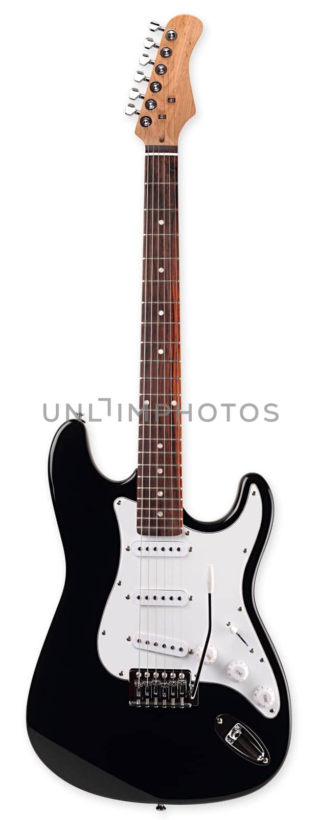 electric guitar in front of white background