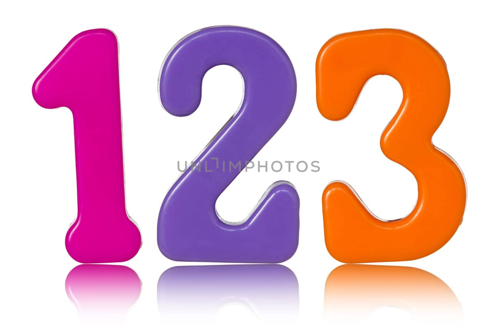 color plastic numbers isolated on white background